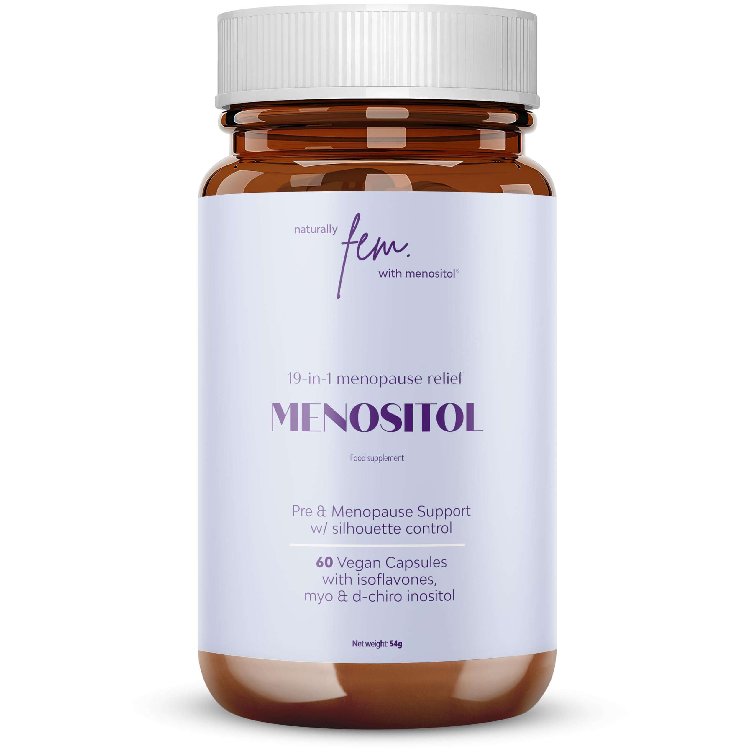 Inositol FEM Menositol 19-in-1, Perimenopause & Menopause Supplements with Myo-Inositol, D-Chiro and Isoflavones, Maintain Metabolic Health & Control Your Silhouette, 100% Natural, Hormone & Soy Free