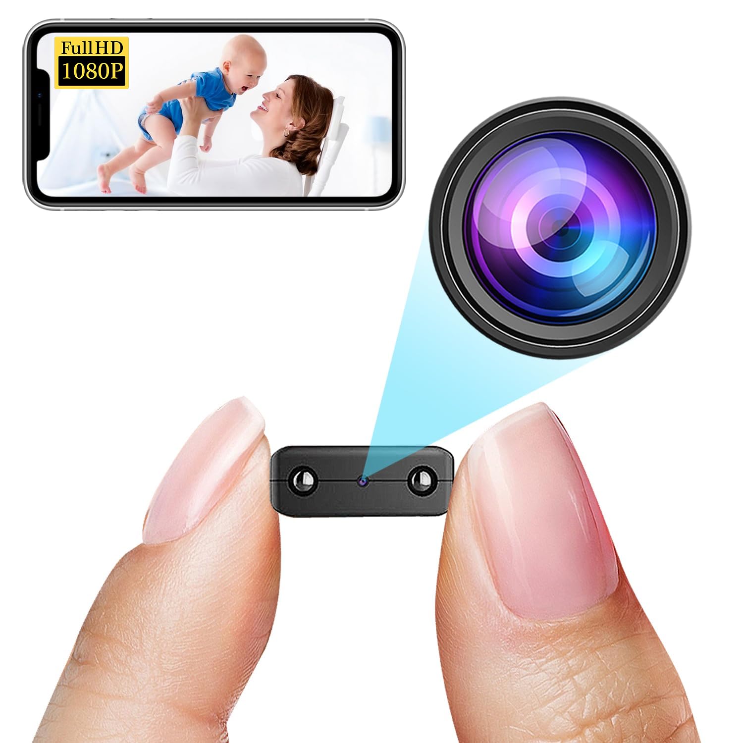 Smallest Spy Camera,Hidden Camera Detector,HD1080P Wireless WiFi Cameras for Home Security Camera with Night Vision,AI Human Motion Detection,Cloud Storage,Remote Viewing for Security iOS Android APP