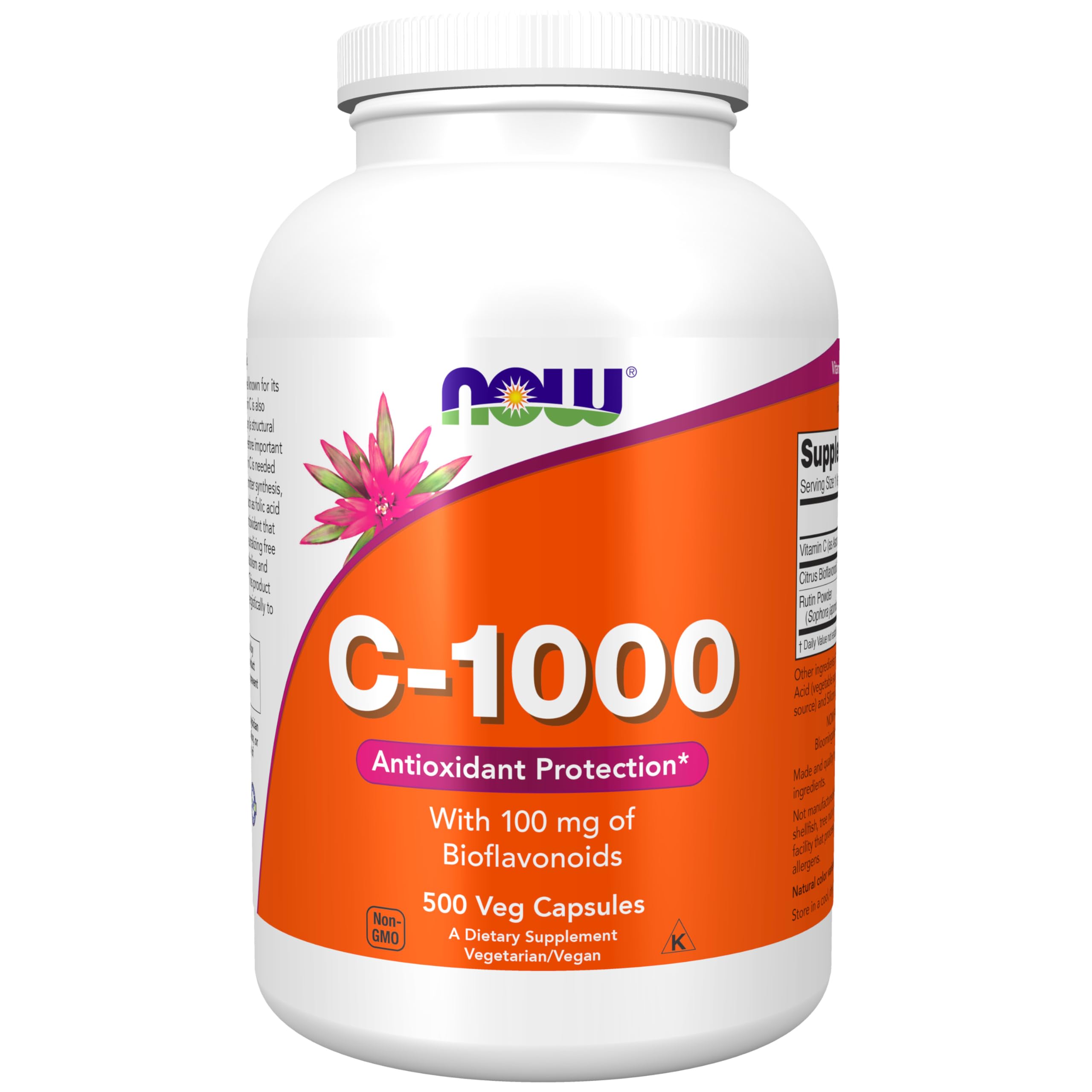 NOW Supplements, Vitamin C-1,000 with 100 mg of Bioflavonoids, Antioxidant Protection*, 500 Veg Capsules