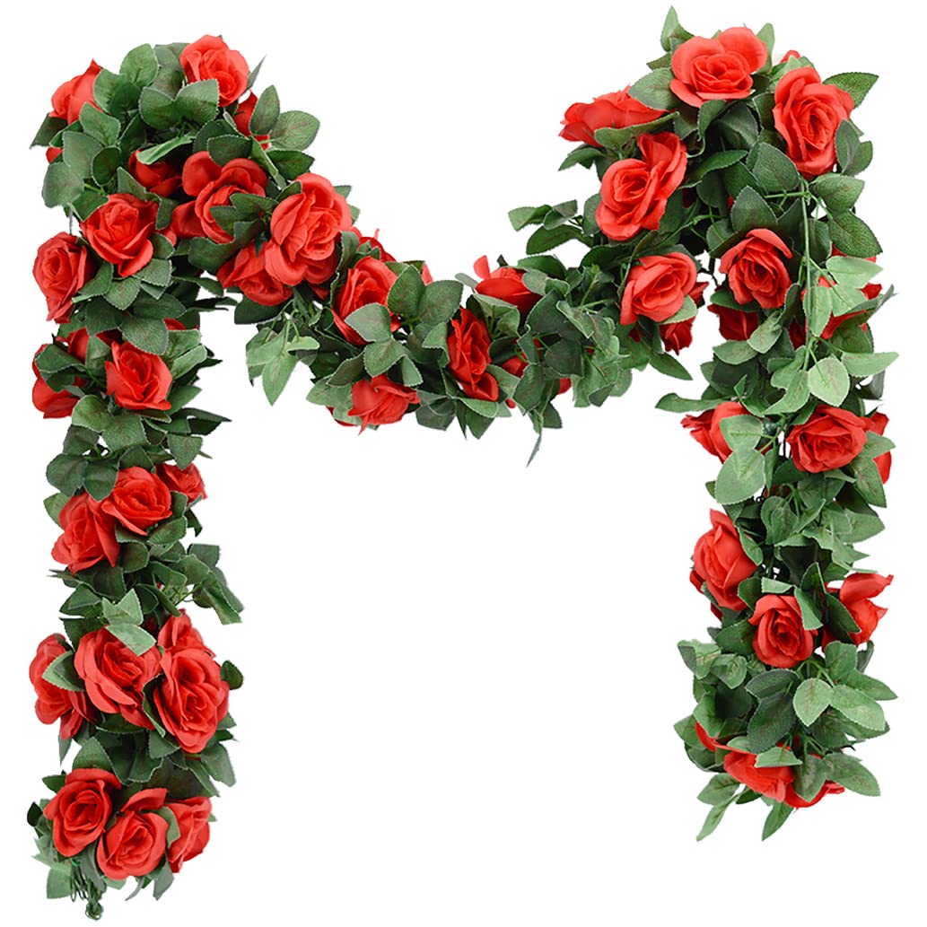 5 Pcs Flower Garland for Decoration Artificial Vines with Flowers Fake Floral Garland Decor Flower Vine for Garden Party Spring Decorations (Total 36Ft)