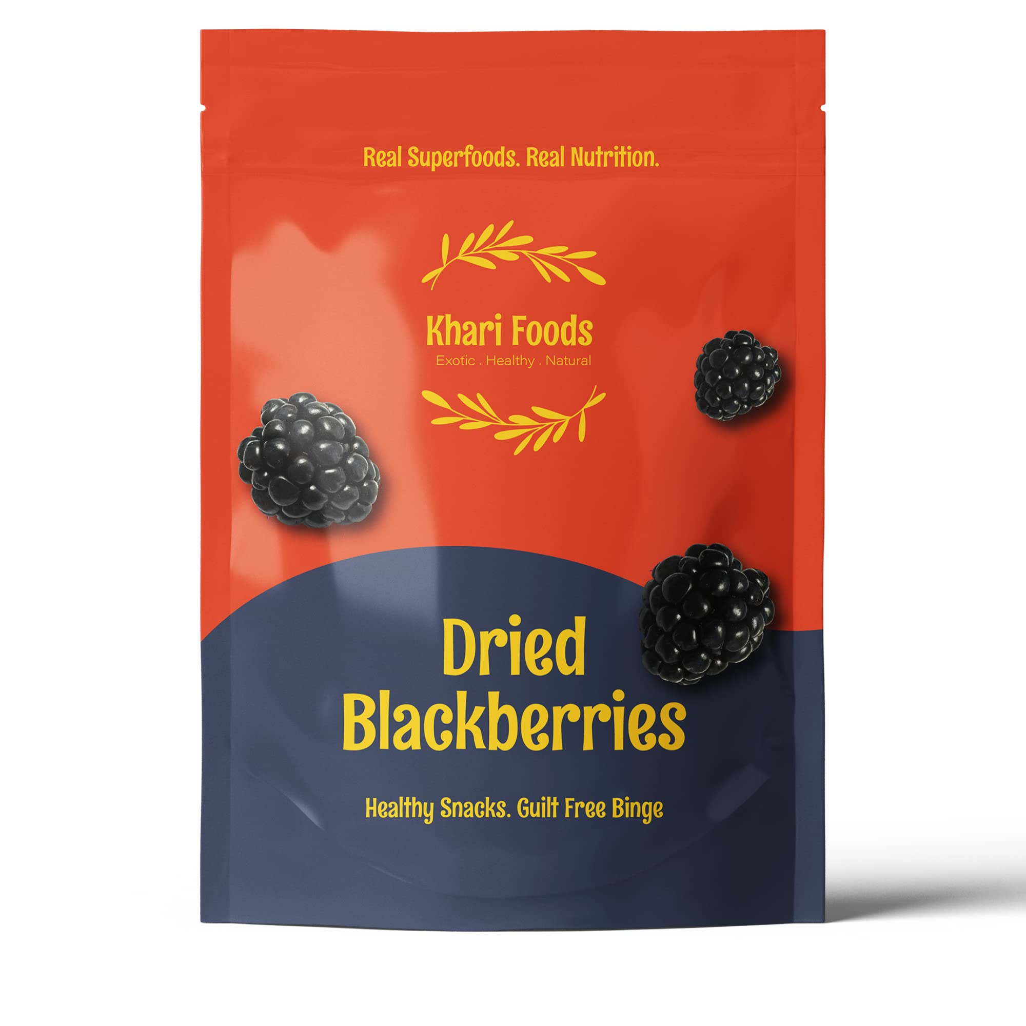 Khari Foods Seedless Whole Dried Berries, Healthy Snacks, Fiber Rich, Highly Nutritional, No Added Sugar (Blackberries 250g)