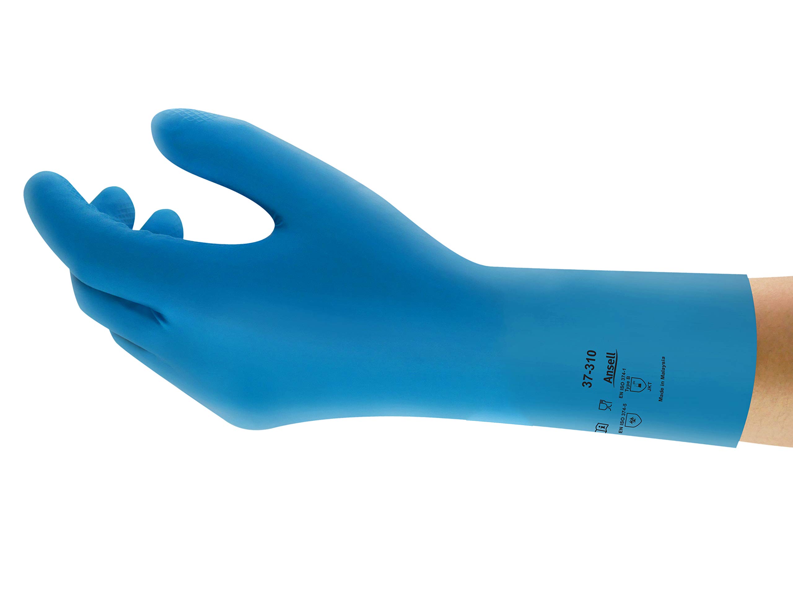 AnsellAlphaTec 37-310 Multipurpose Nitrile Gloves with Long Cuff, Chemical Protection and Food Safety, Reusable Kitchen Gloves, Household Cleaning and Dishwashing, Blue, Size S (12 Pairs)