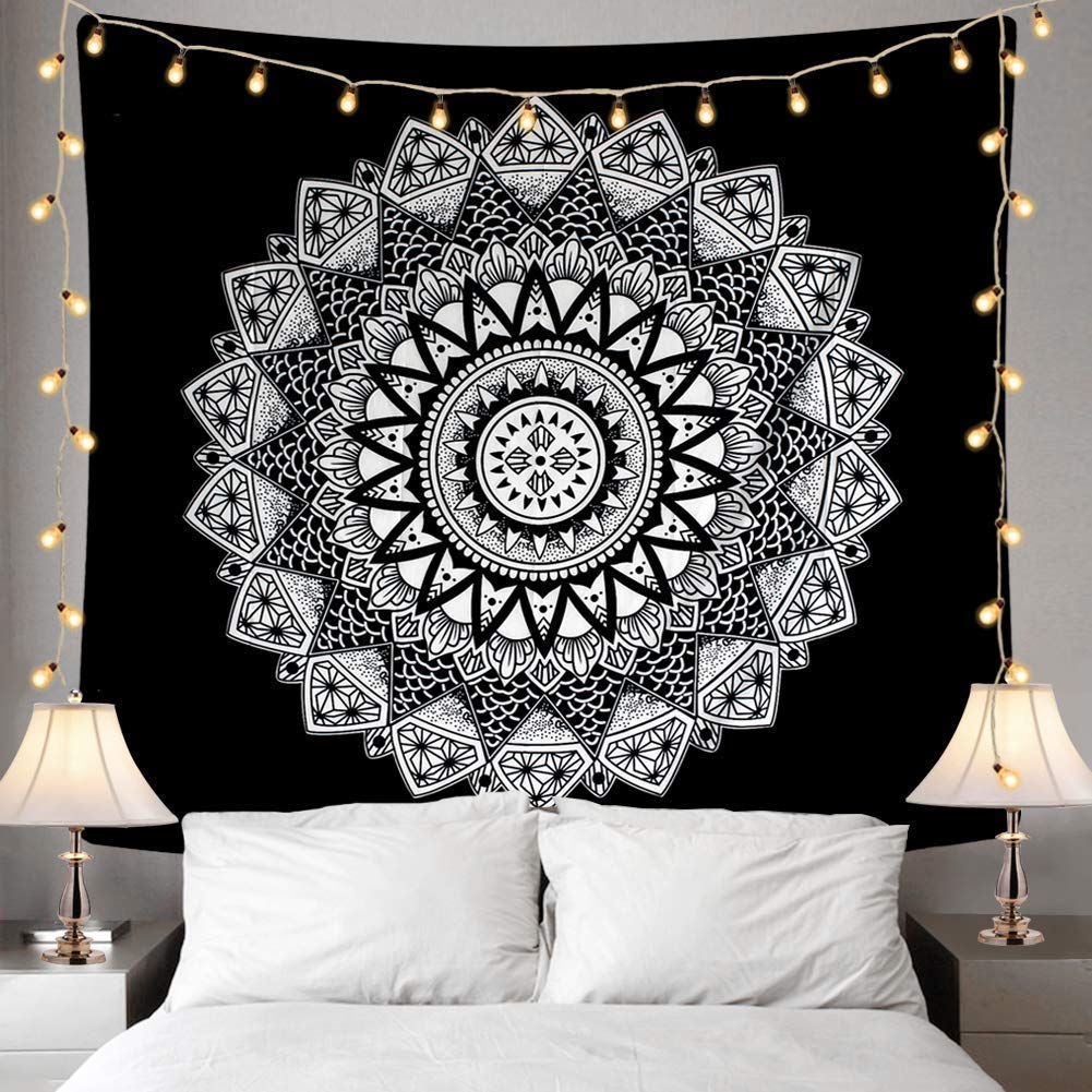 ENJOHOS Tapestry Black and White Mandala Tapestry Wall Hanging for Bedroom Living Room Dorm Decor, W59 x T51