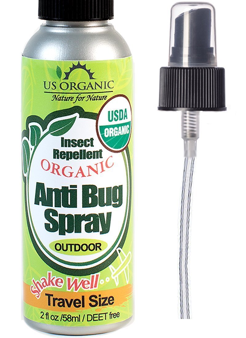 US OrganicMosquito Repellent Anti Bug Outdoor Pump Sprays, USDA Certification, Cruelty Free, Proven Results by Lab Testing, Deet-Free (2 oz Travel Size)