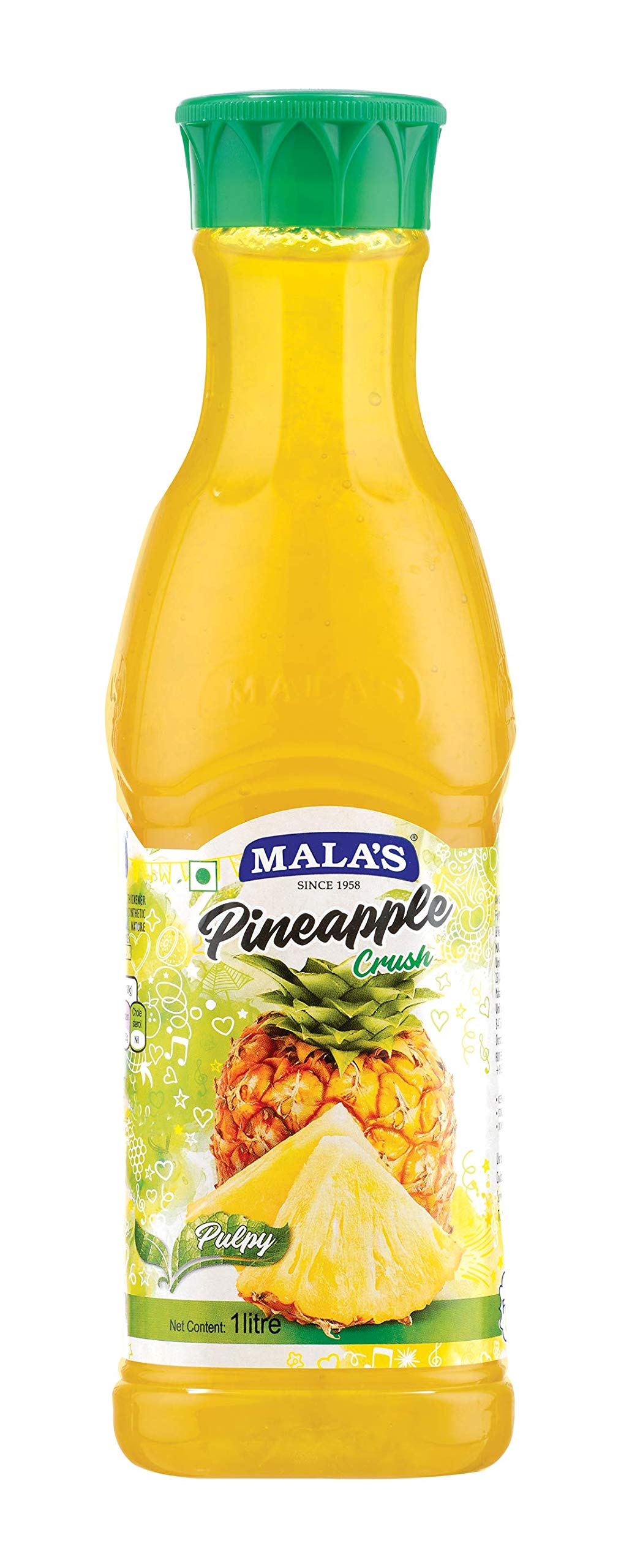 Mala's Crush Pet Bottle Natural and Real Fruit Extracts Pet Bottle, Pineapple, 1000 Gram