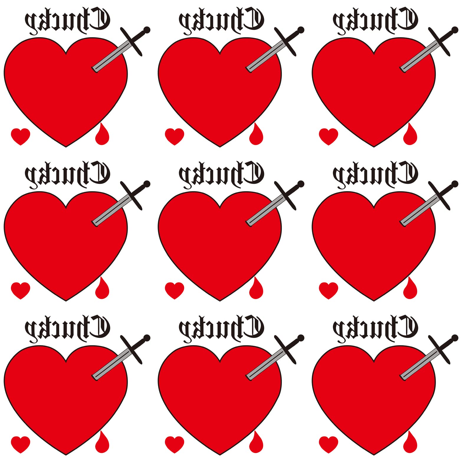 Leoars Bride of Chucky Heart Tattoos, 9-Sheet Halloween Costume Temporary Tattoos Stickers, Fake Heart Tattoos For Women Halloween Party Costume Cosplay