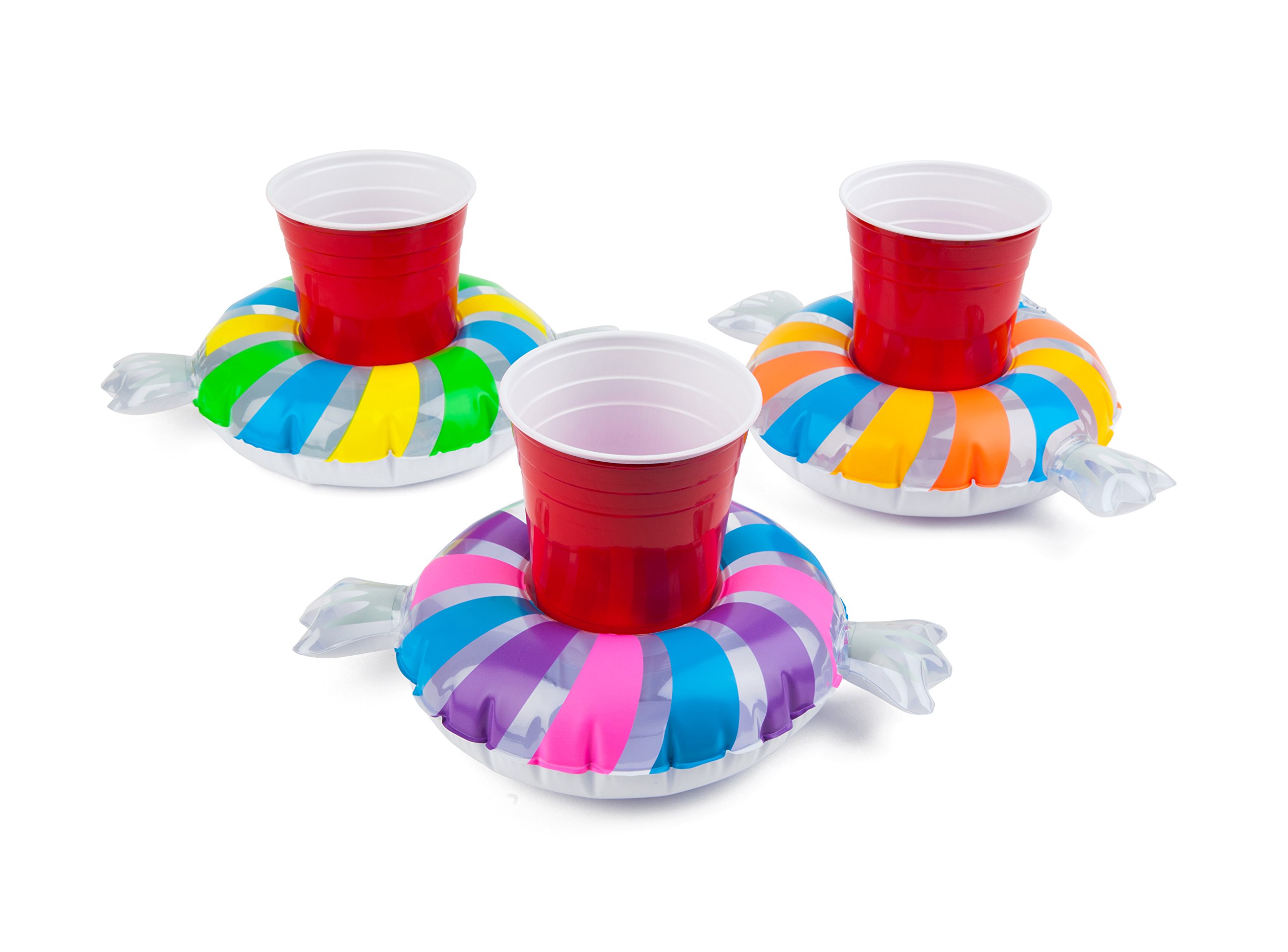 BigMouth Inc. Inflatable Pool Cupholder Floats, 3-Pack (Candy)