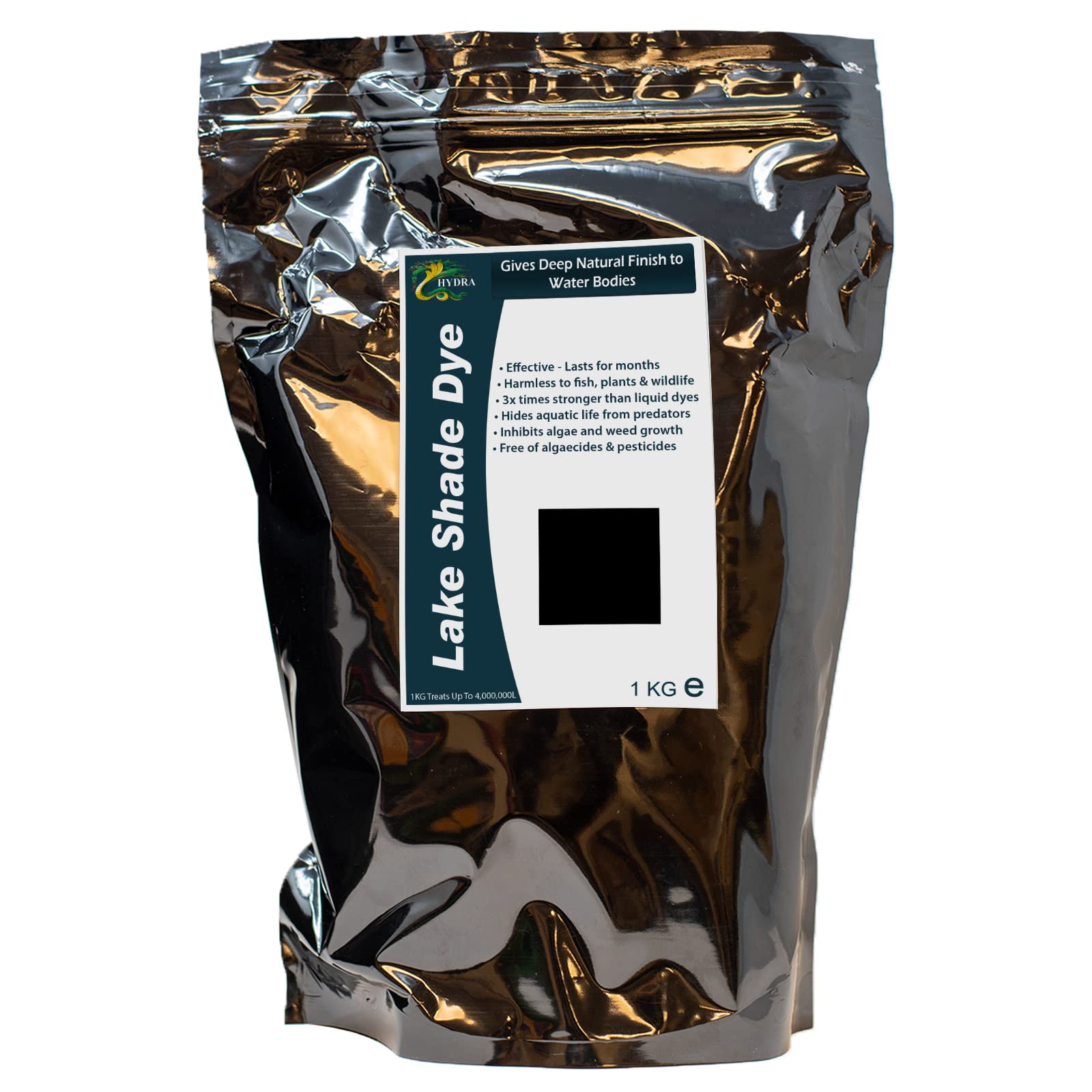 Hydra Water Black Dye - Lake Shade Powder Dye for Lakes, Ponds & Fountains | 1Kg treats up to 40,000,00 litres for Quarry and Lakes