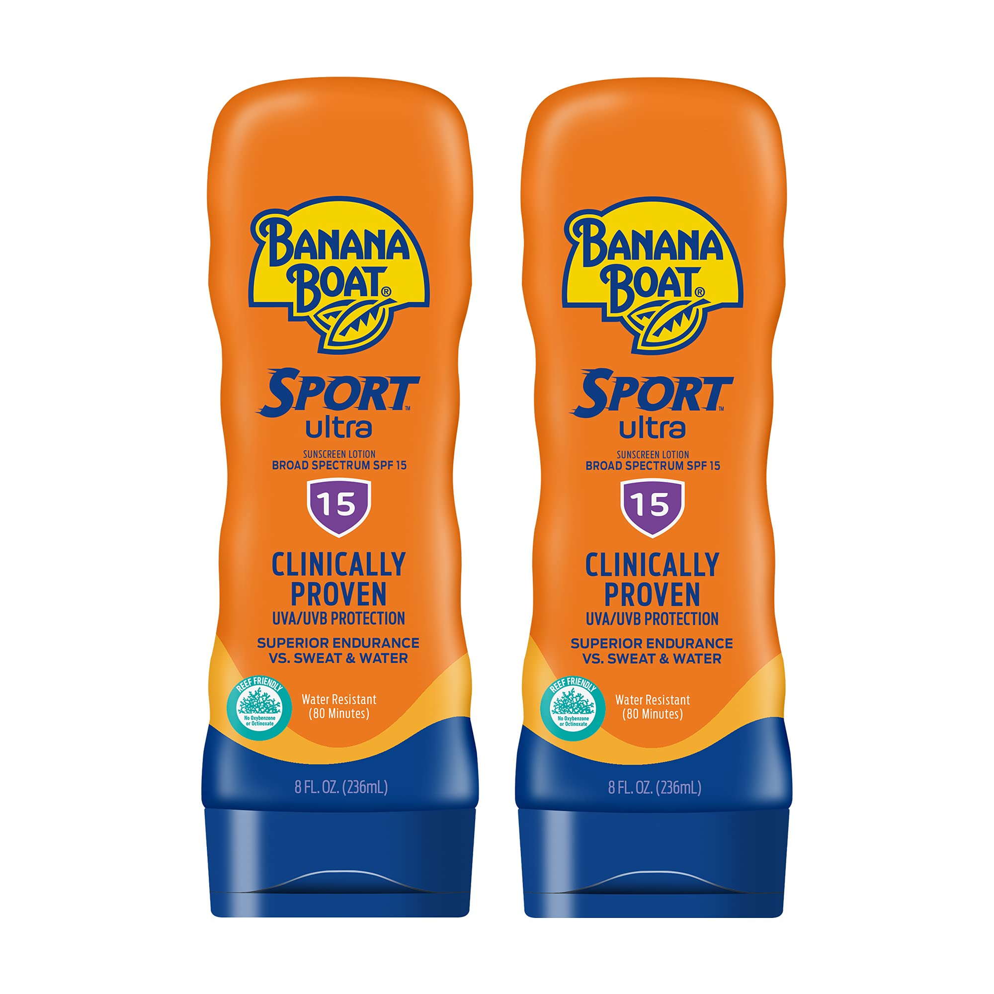 Banana Boat Sport Ultra SPF 15 Sunscreen Lotion Twin Pack | Banana Boat Sunscreen SPF 15 Lotion, Oxybenzone Free Sunscreen, Sunblock Lotion Sunscreen, Banana Boat Lotion, Water Resistant Sunscreen