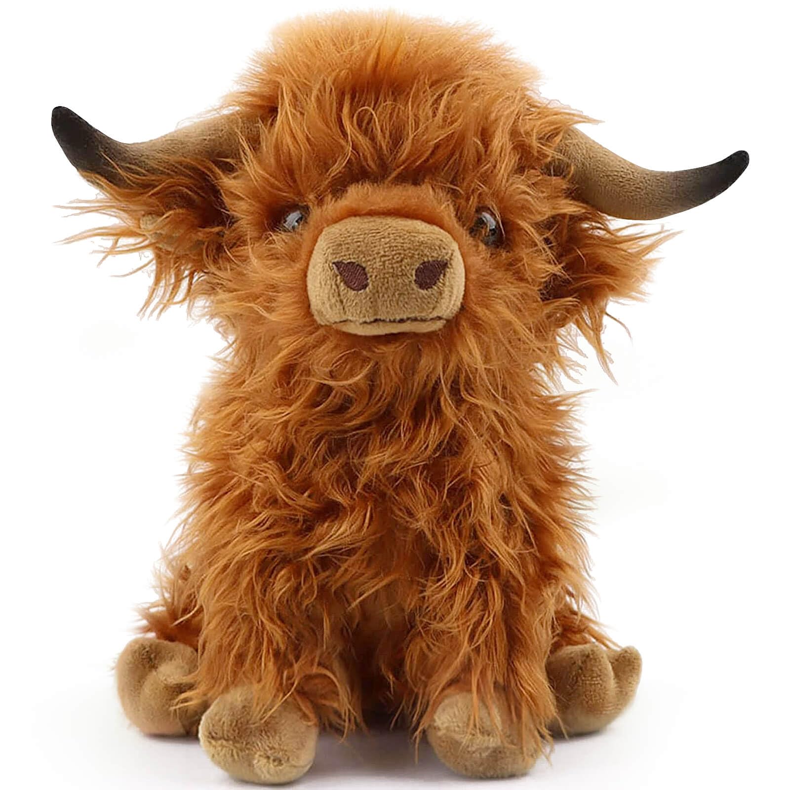 Scottish Highland Cow Plush, Cute Realistic Cow Stuffed Animals Soft Farm Plushie Toy, Highland Cow Accompany Plush Toy Birthday Gifts for Kids Adults