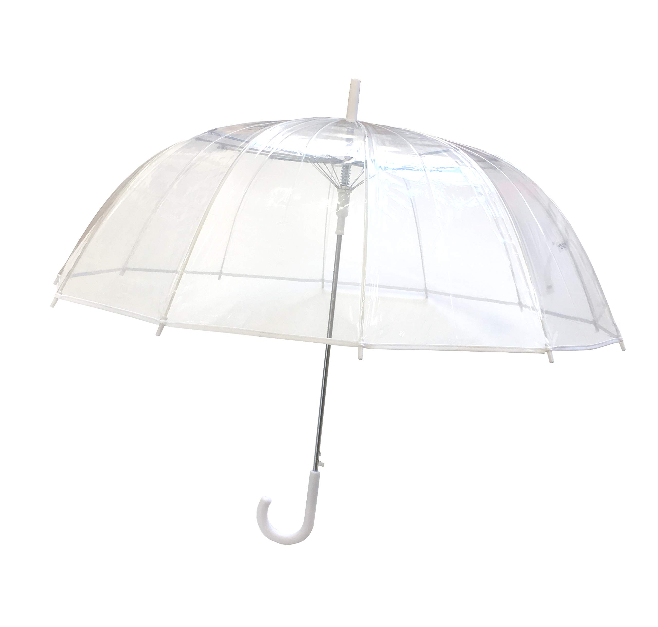 SMATIStick Umbrella - Clear Bubble Canopy - Big Size - 12 Fiberglass Ribs - Windproof - Auto Open - See Through