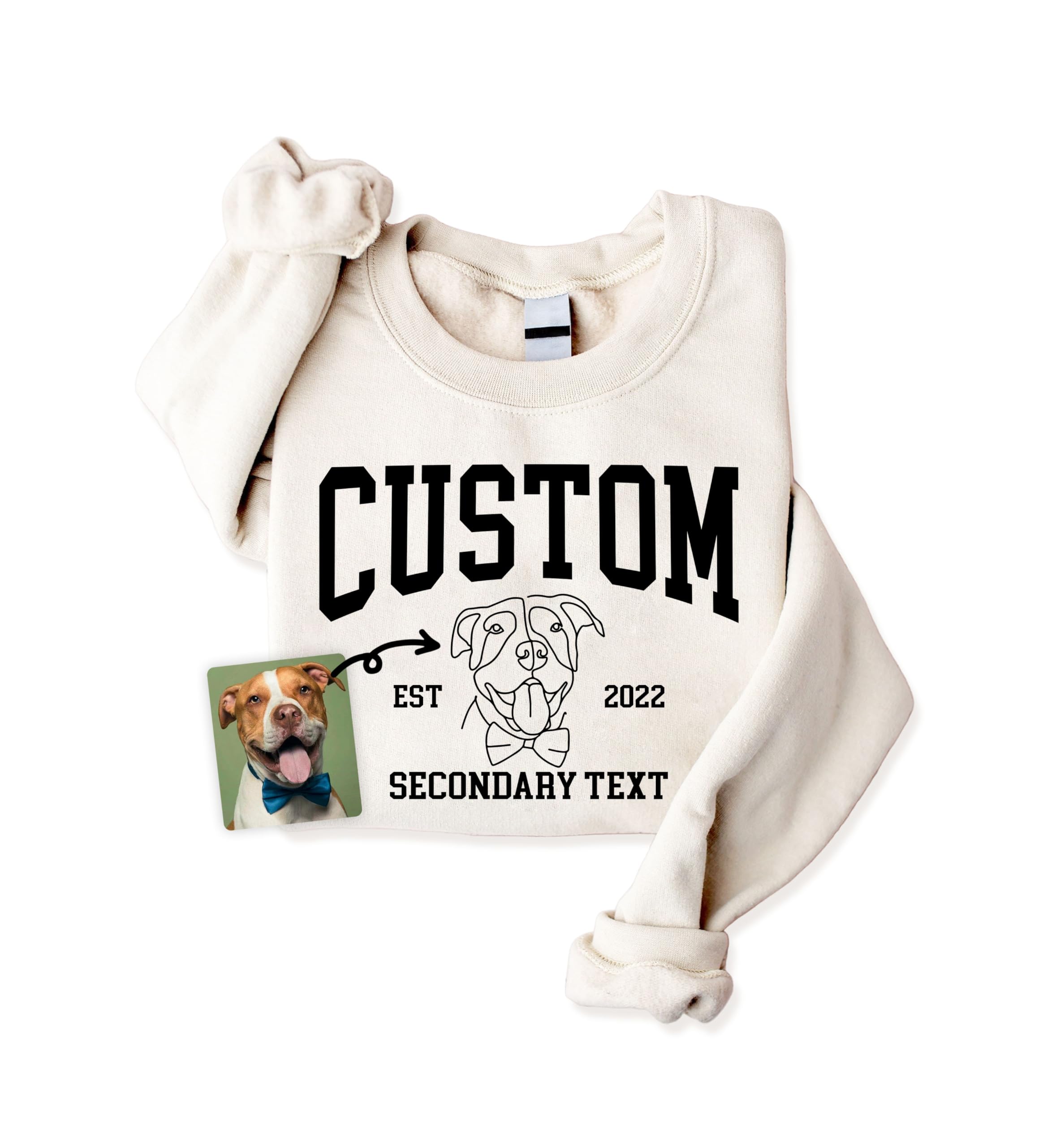 NAZENTI Custom Design Your Own Sweatshirt, Dog Mom Sweatshirt, Personalized Dog Sweatshirt And Hoodie, Custom Shirt From Photo, Dog Lover Gifts, Dog Mom Gifts, Custom Photo Dog Pet One-line Portrait