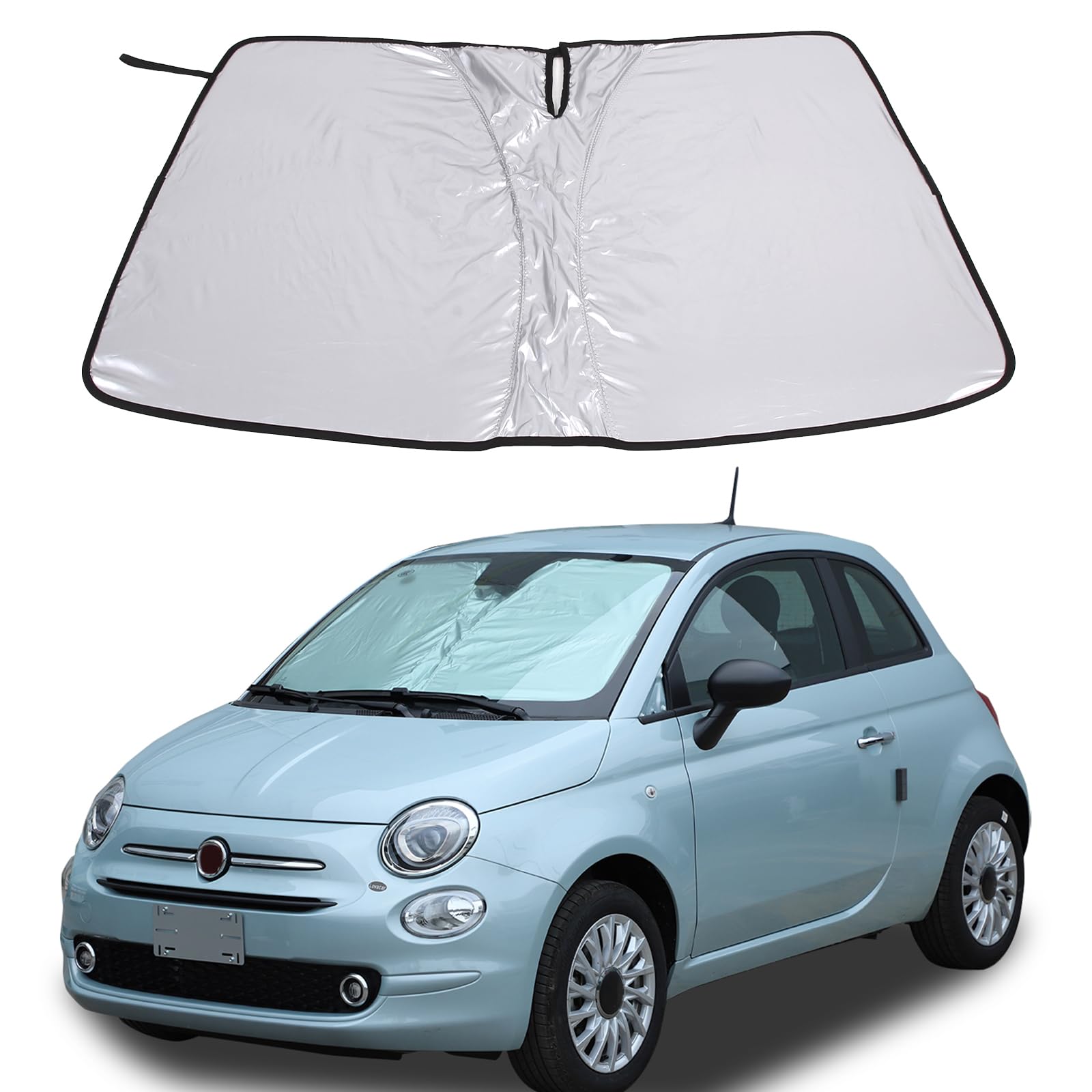 The Original Windshield Sun Shade for Fiat 500 2010-2024 Abarth 595 2014-2024 Car Windshield Reflective Sunshade Protector Sun Shade Accessories (Style D)