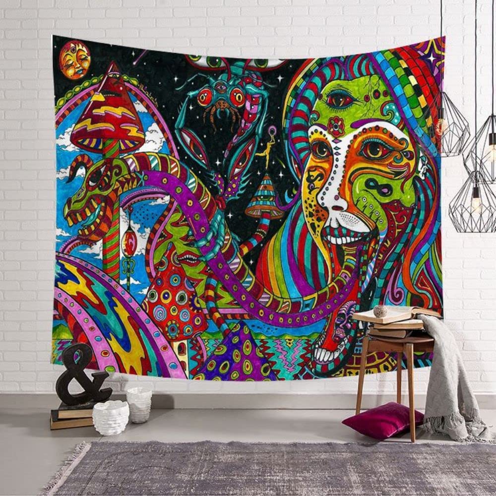 JCDZ Snake Monster Single Side Printing Brushed Cloth Tapestry For Bedroom, Living Room, Dorm Colorful Wall Hanging Decor (#4, 150 x 130cm)