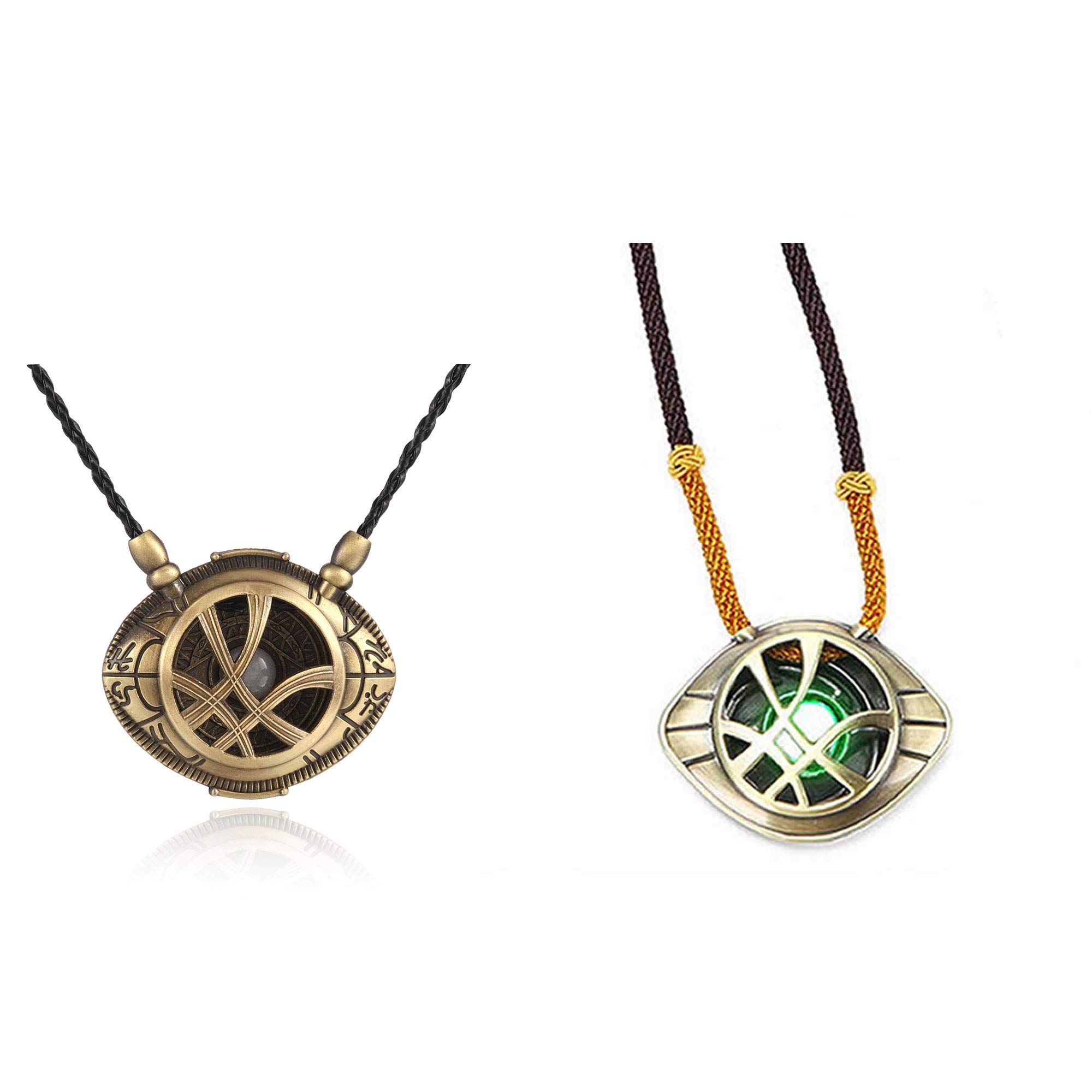 HUAWELL 2 Piece Dr Cosplay Costume Strange Necklace Eye of Agamotto Costume Prop Stone Pendant Glow in The Dark, Zinc