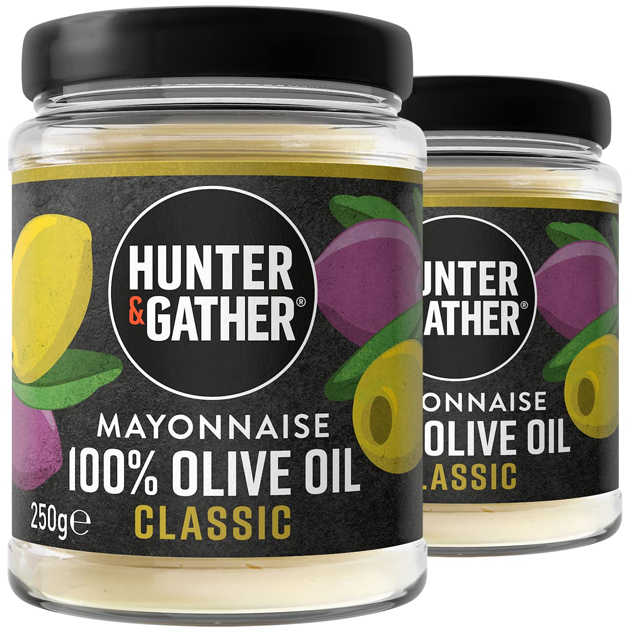 Hunter & Gather Olive Oil Mayonnaise 2 x 250g | Seed Oil Free I Made with Olive Oil & British Free Range Egg Yolk | Paleo, Keto, Sugar and Gluten Free Olive Oil Mayo