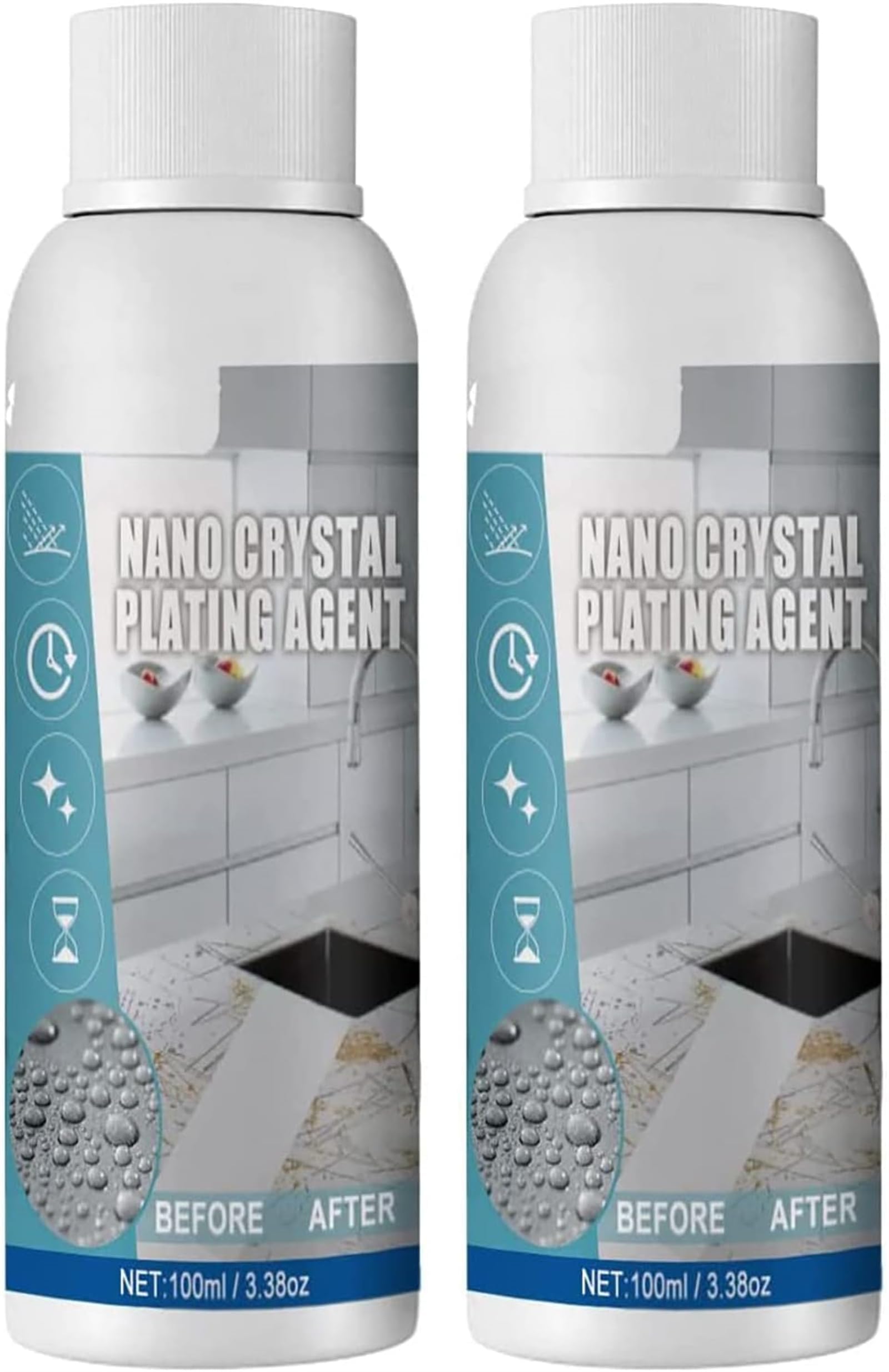 KASTWAVE Stone Polishing Care Agent, 2 Pcs 100ml Stone Nano Crystal Plating Agent, Countertop Cleaner for Marble Furniture, Ceramic Tiles, Stone Floor, Quartz Countertop, Stone Polish Protection