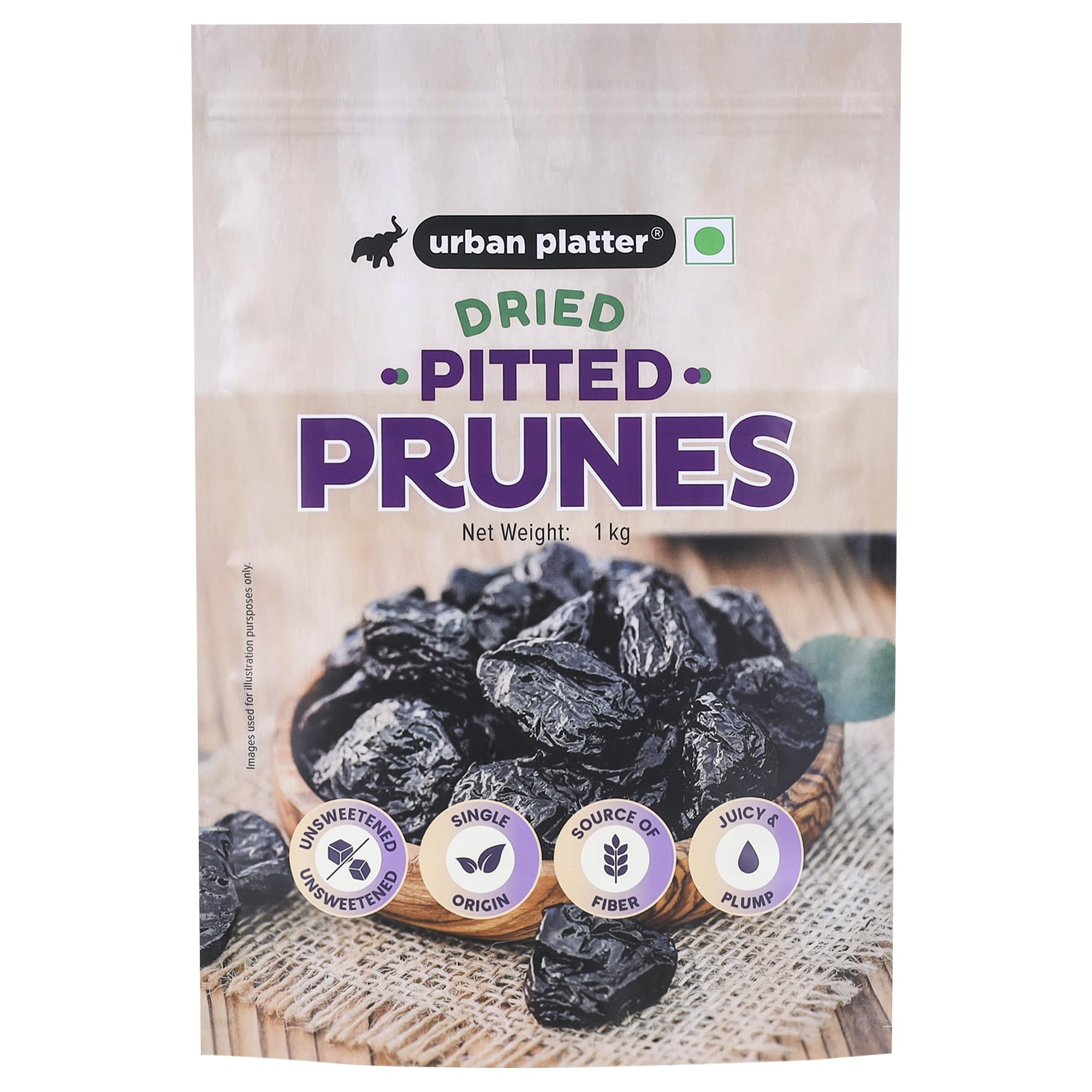 Urban Platter Pitted California Prunes, 1 Kg | Dried Plums | Source of Fiber | No Added Sugar