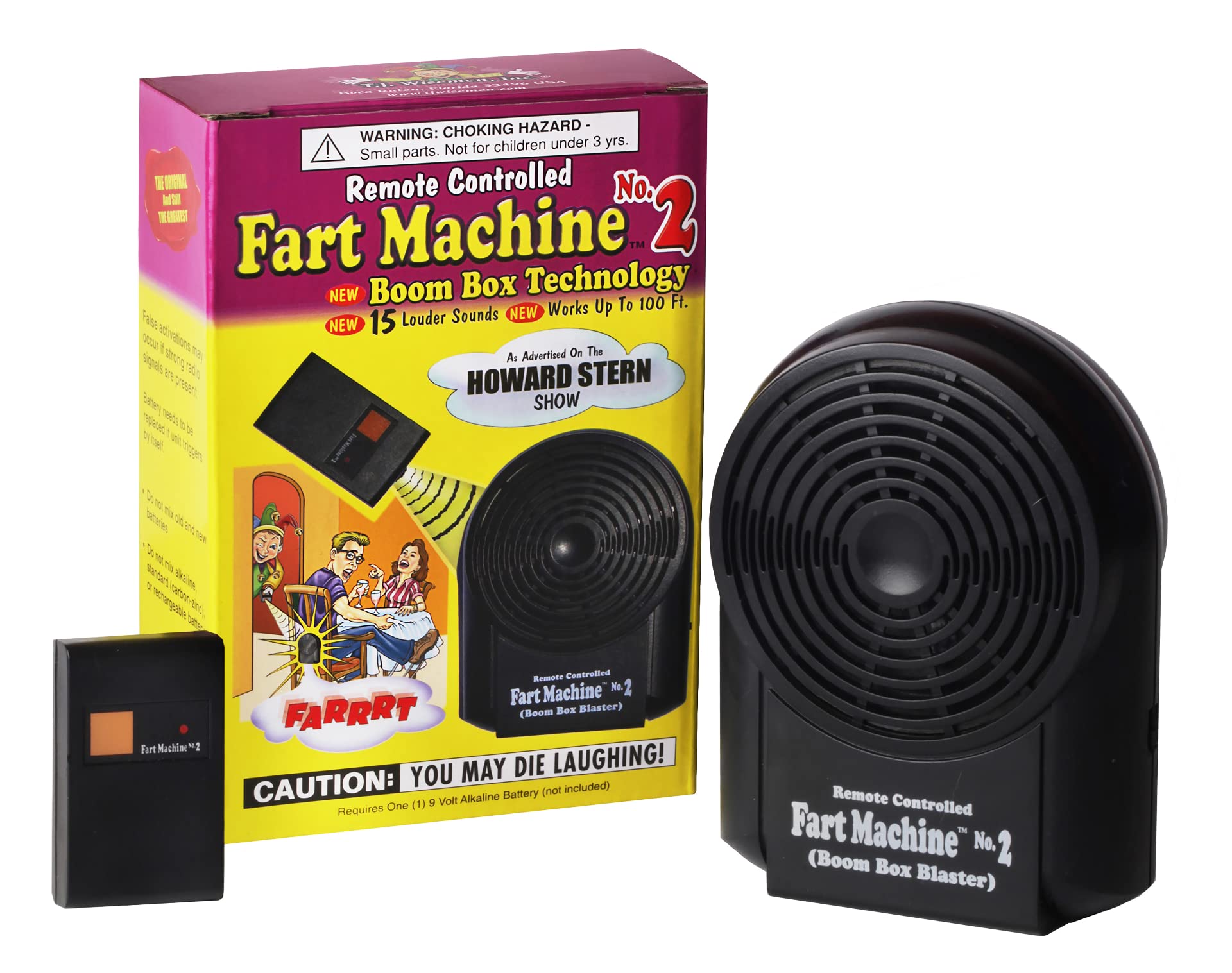 Remote Controlled Fart Machine #2 with Boom Box Technology - 15 Realistic Sounds - Wireless with 100 ft Range