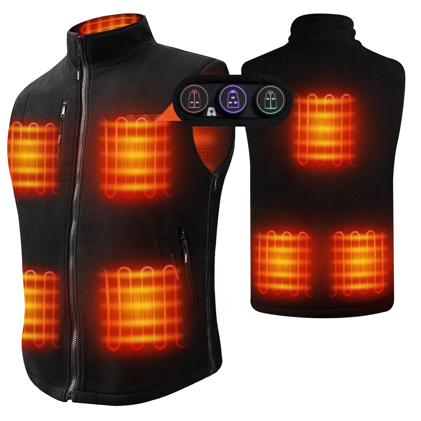 ARRIS Heated Vest for Men, Size Adjustable 7.4V Battery Powered Electric Body Warm Gilets 8 Heating Panels for Hiking Camping Fishing