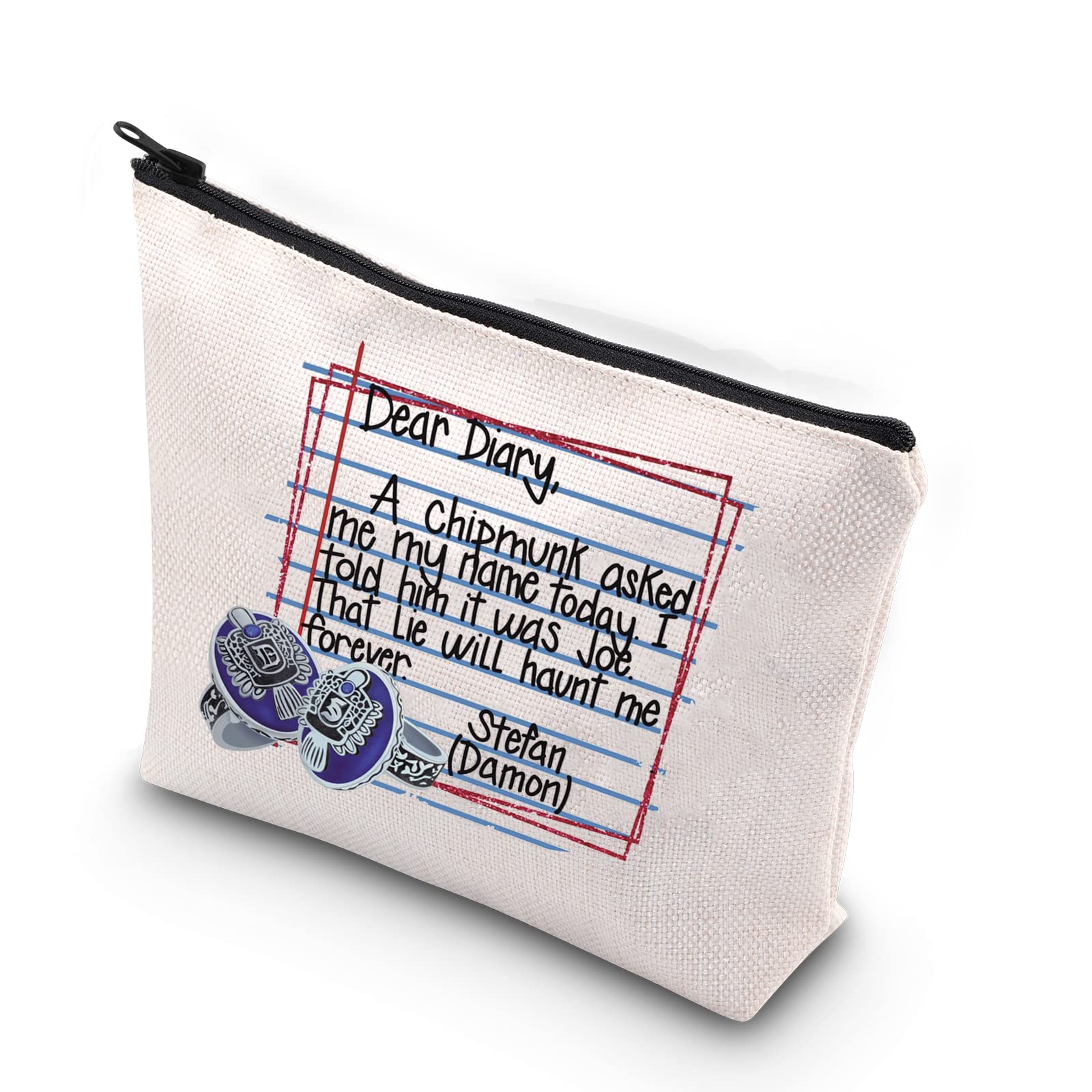 TSOTMOVampire Damon Gift Salvatore Brothers Vampire Fans Gift Vampire Fandom Zipper Cosmetic Bag (Dear Diary)