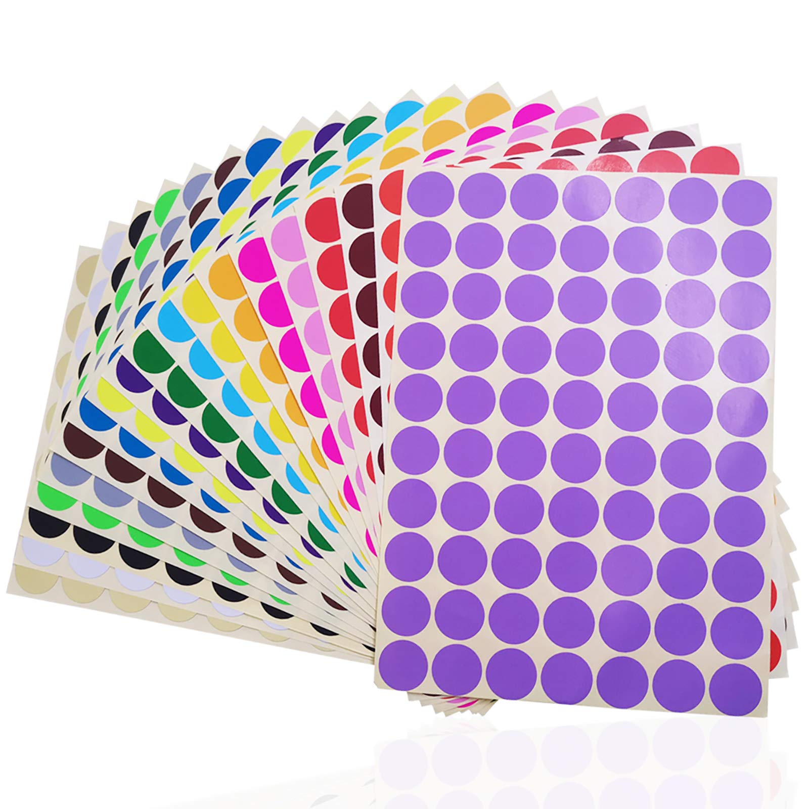 SourceTon 2800 pcs 3/4 Round Coding Circle Dot Labels, 20 Colors Neon Color Coding Dots Round Stickers