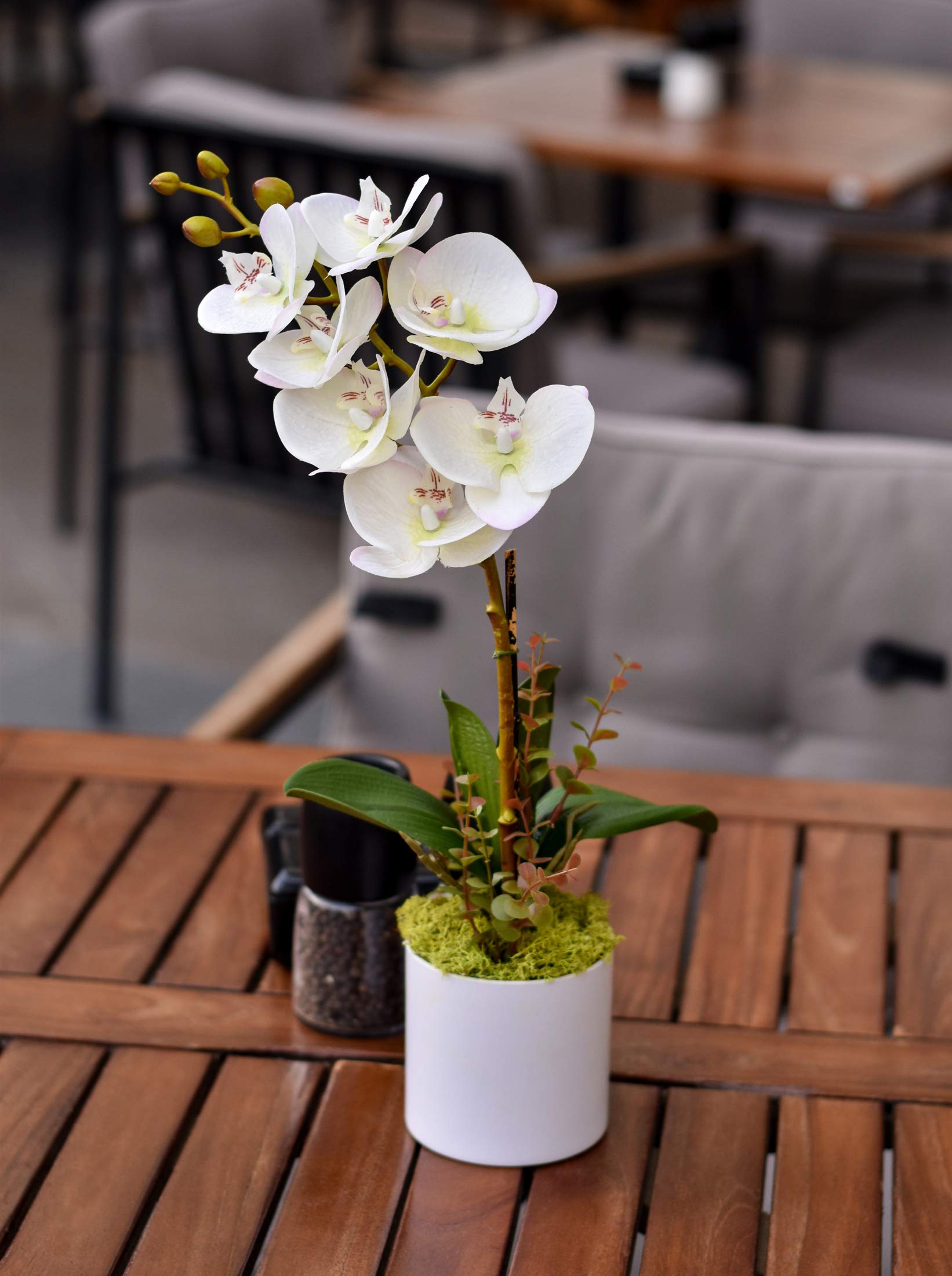 YATAI Real Touch Artificial Orchid Flowers Branches In Plastic Pot With Moss Grass Arrangement Fake Flowers Artificial Plants for Home Office Table Centerpiece Wedding Decoration – Artificial Flowers