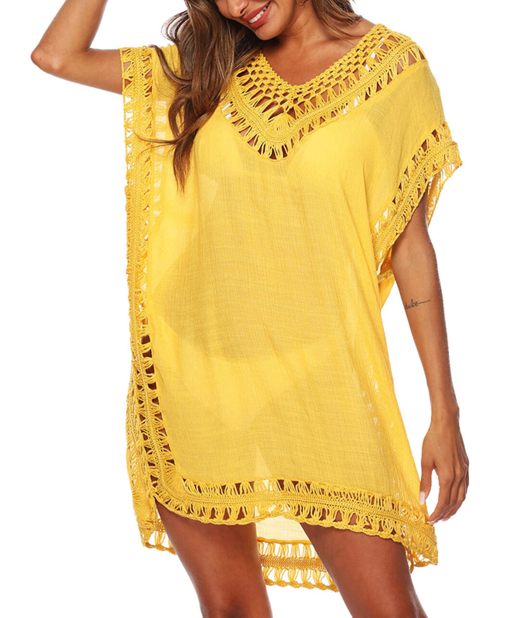 Women Cover Ups Beachwear Hollow Out Beach Dress Bikini Swimsuit Bathing Suit Cover Up