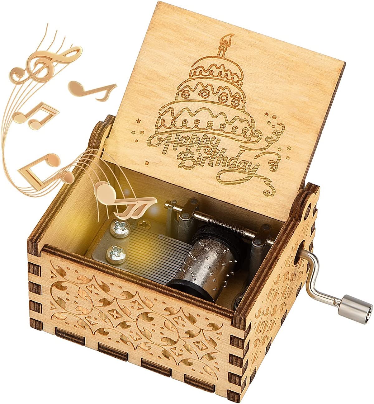 ULHYC Happy Birthday Mini Wooden Music Box Toy Gift for Birthday Children's Day Home Decoration Crafts