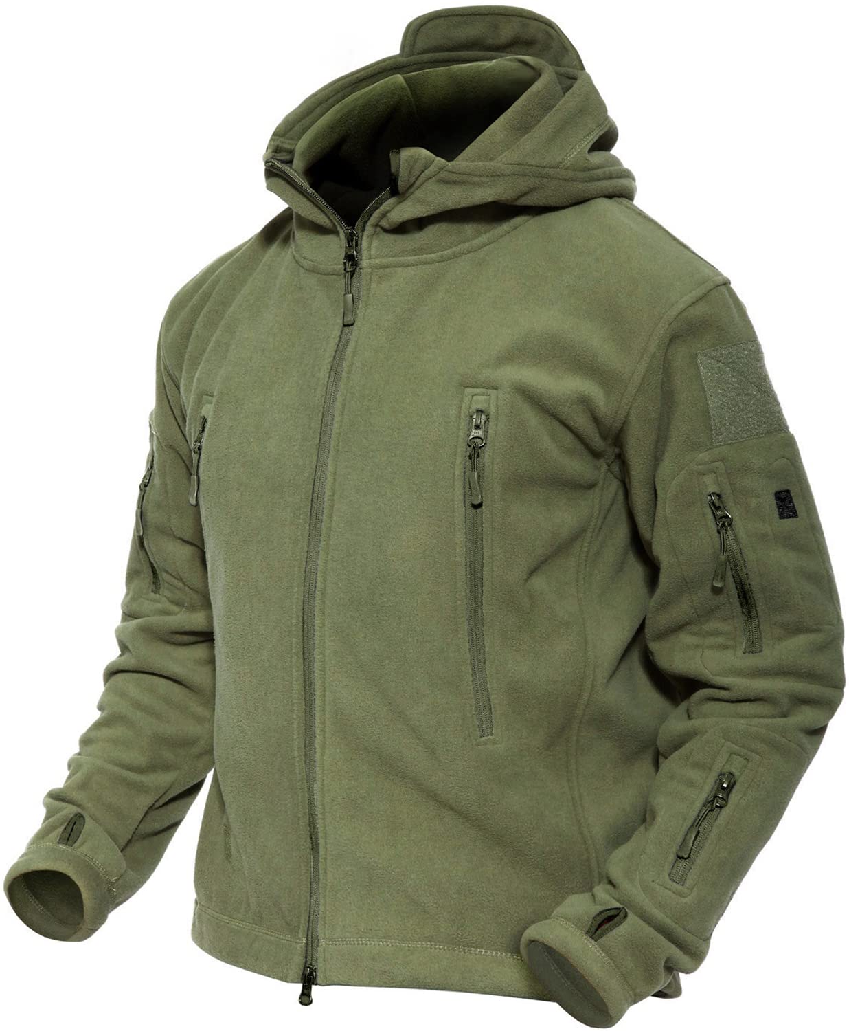 MAGCOMSEN Men's Jacket Winter Fleece Jackets Windproof Work Military Tactical Hoodie Zipper Pockets