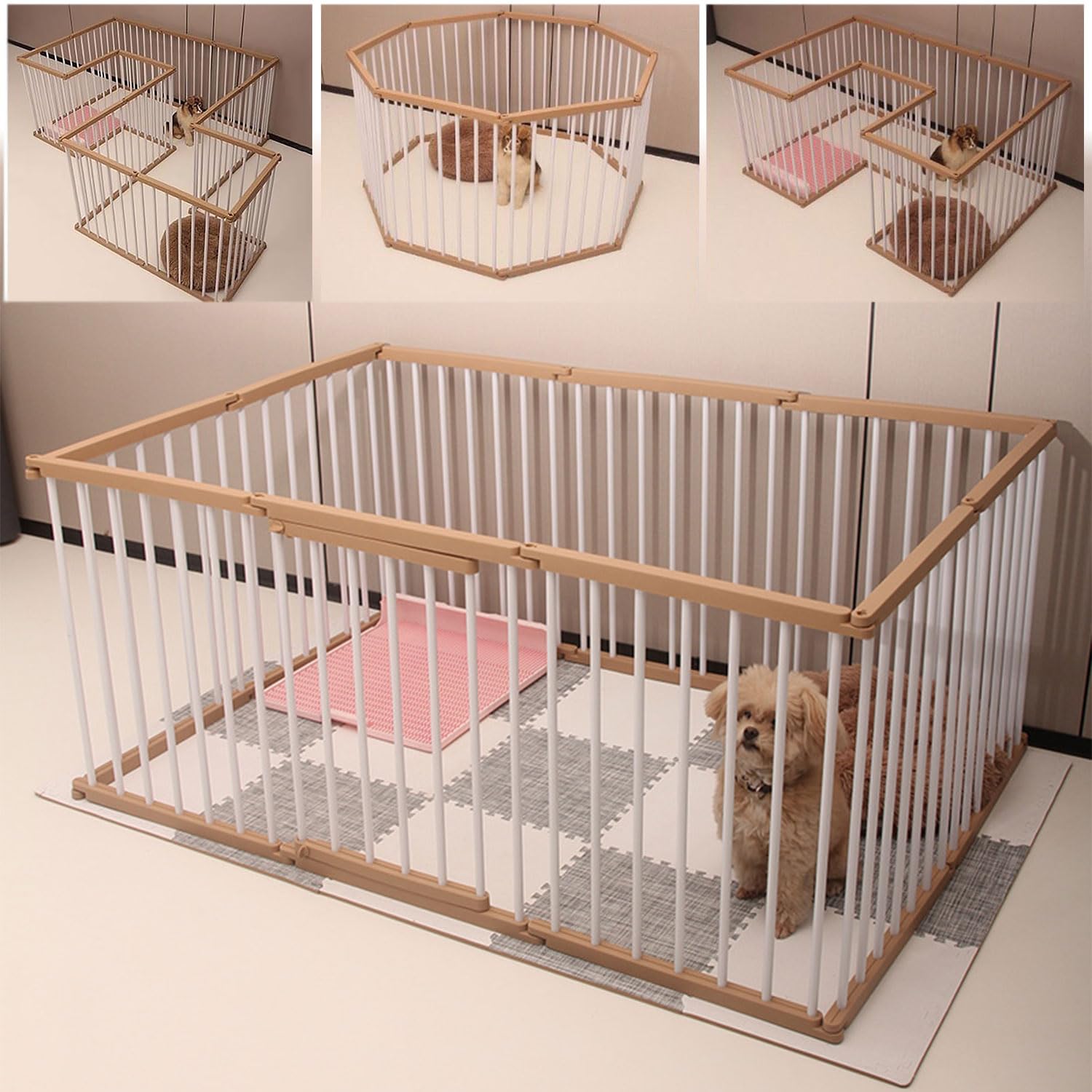 LIODUX Dog Playpen Indoor Outdoor Pet Enclosure Fence Portable Puppy Exercise Pen with Door 10 Panels Heavy Duty Dog Crate Cage Kennel for Small and Medium-Sized Dogs (10 Panels)