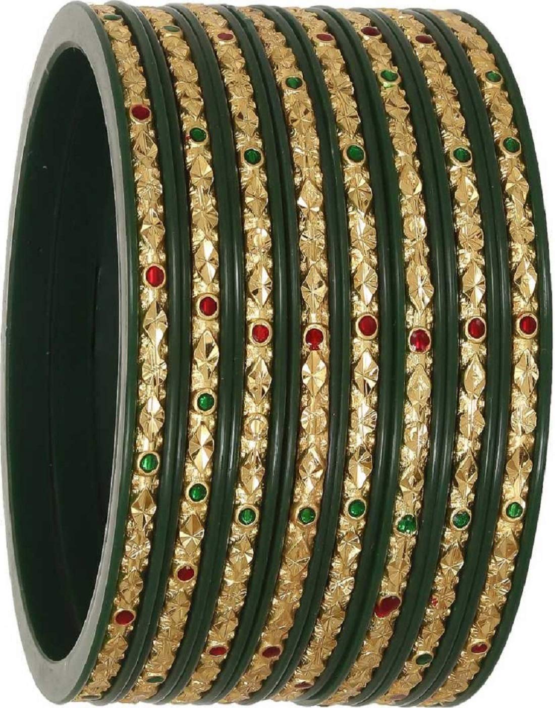 CIJ Nx Chintamani Plastic Gold-plated Bangle Set (Pack of 8)