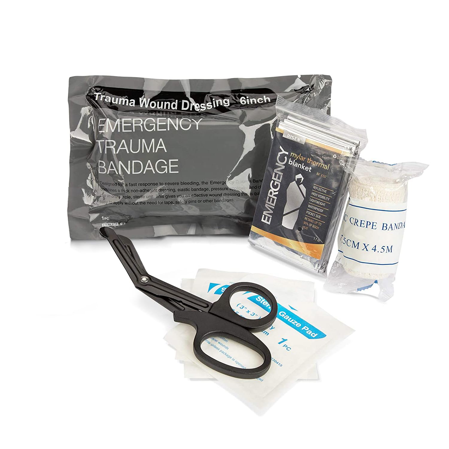 Medical Pack Bleeding Control Pack Includes Tourniquet kit, Israeli Bandage 6 Inch, Emergency Blanket, Trauma Shears, Sterile Gauze Pads, Perfect for Home, Car