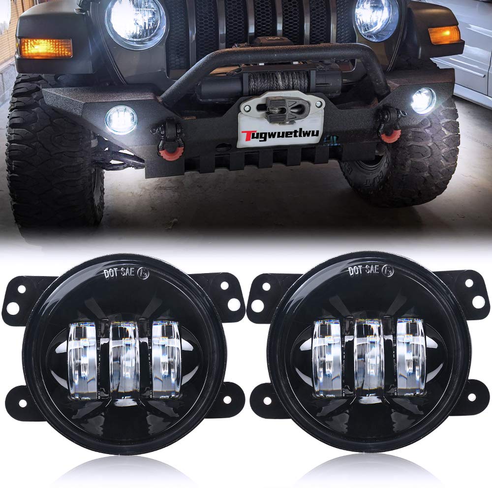 4 Inch Led Fog Light For Jeep Wrangler Unlimited JK JKU 2007-2018 TJ LJ Off-Road Front Bumper Replacements Driving Fog Lamps(Black)