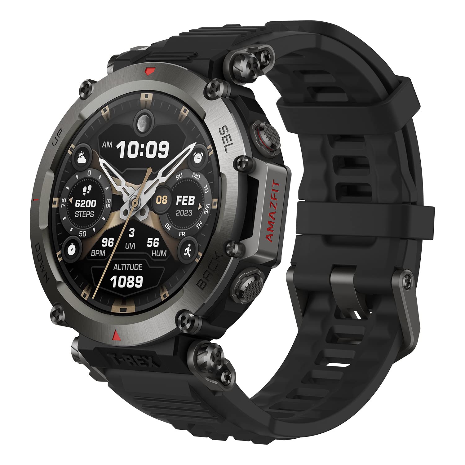 Amazfit T-Rex Ultra 47mm Smart Watch for Men, Route Import & Navigation, 6 Satellite Positioning Systems, Freediving Support & 10 ATM Waterproof, Rugged Outdoor Military-grade Smartwatch, Black