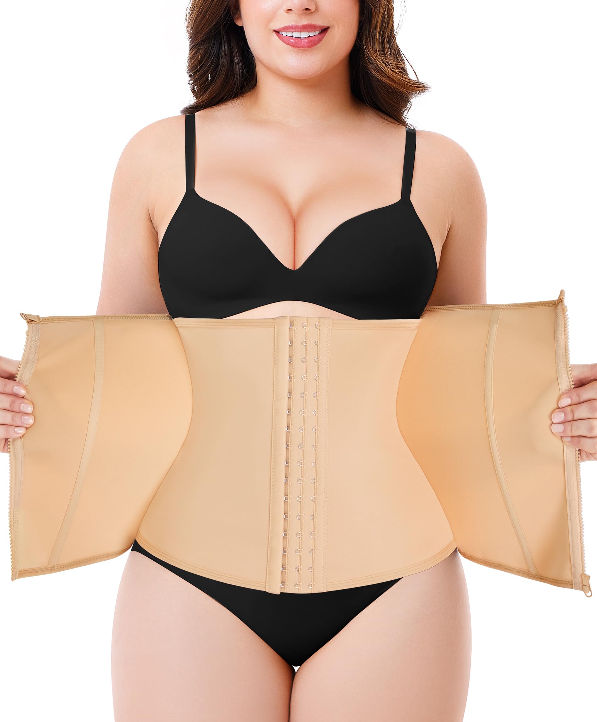 NebilityWaist Trainer for Women Zipper Tummy Control Shapewear Plus Size Waist Cincher Corset Faja Body Shaper Sport Girdle