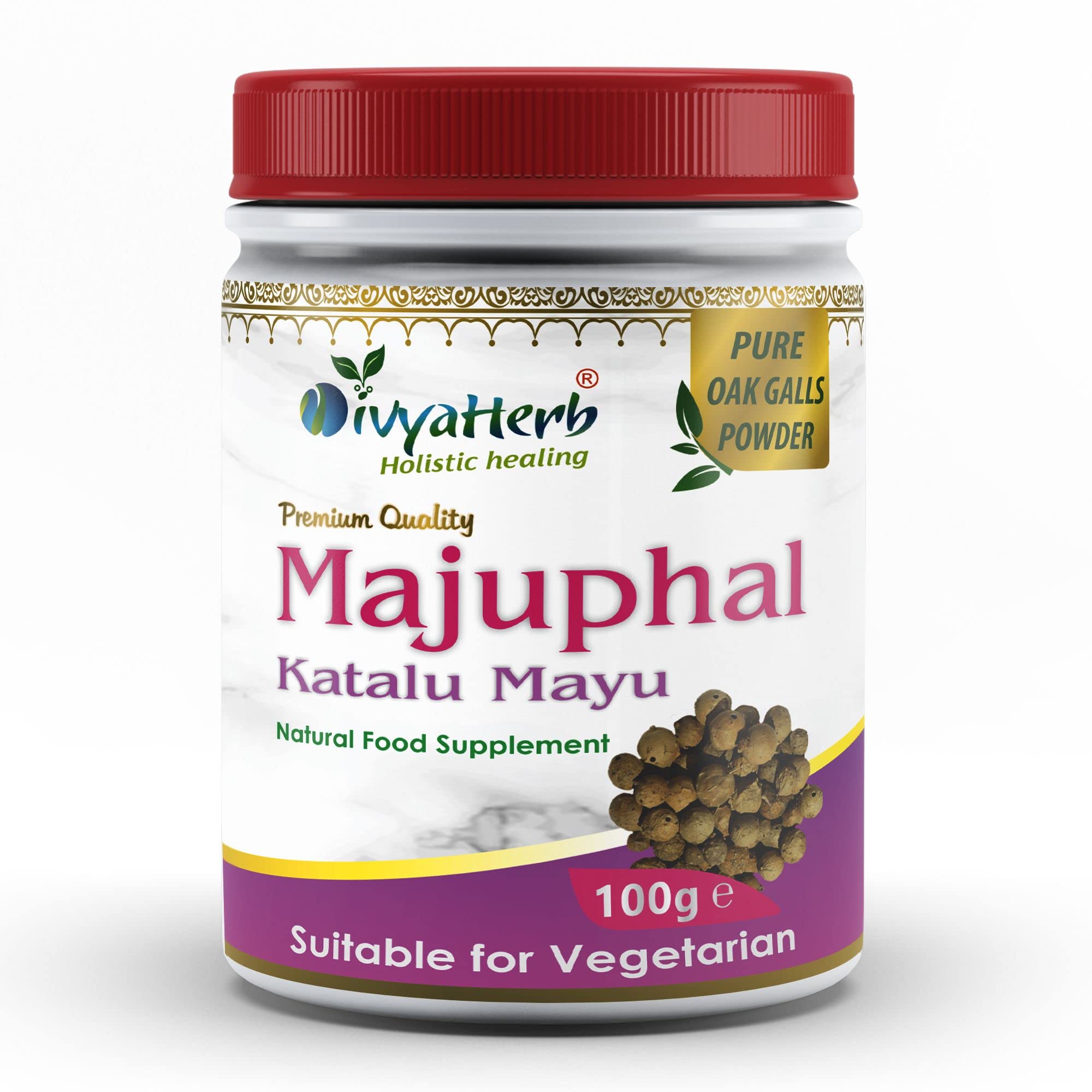 DivyaHerb Majuphal (Katalu Mayu) Powder, Natural, 100 grm (Pack of 1)