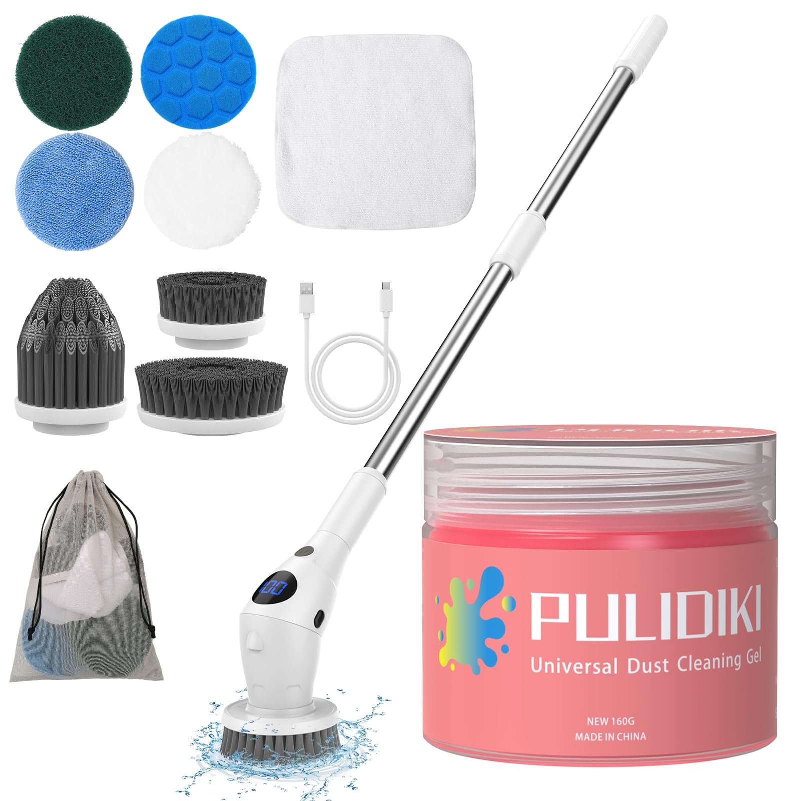 PULIDIKI Universal Cleaning Gel, Electric Spin Scrubber for Cleaning Home, Office, Car