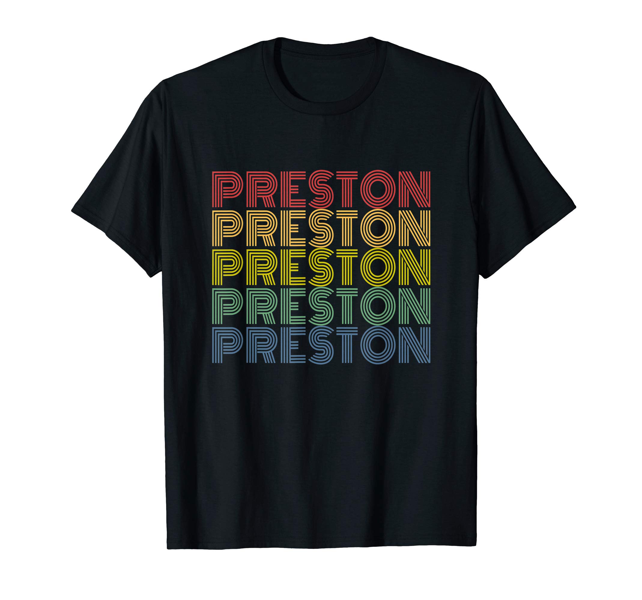 Preston Retro Wordmark TeesPreston Retro Wordmark Pattern Vintage Style T-Shirt