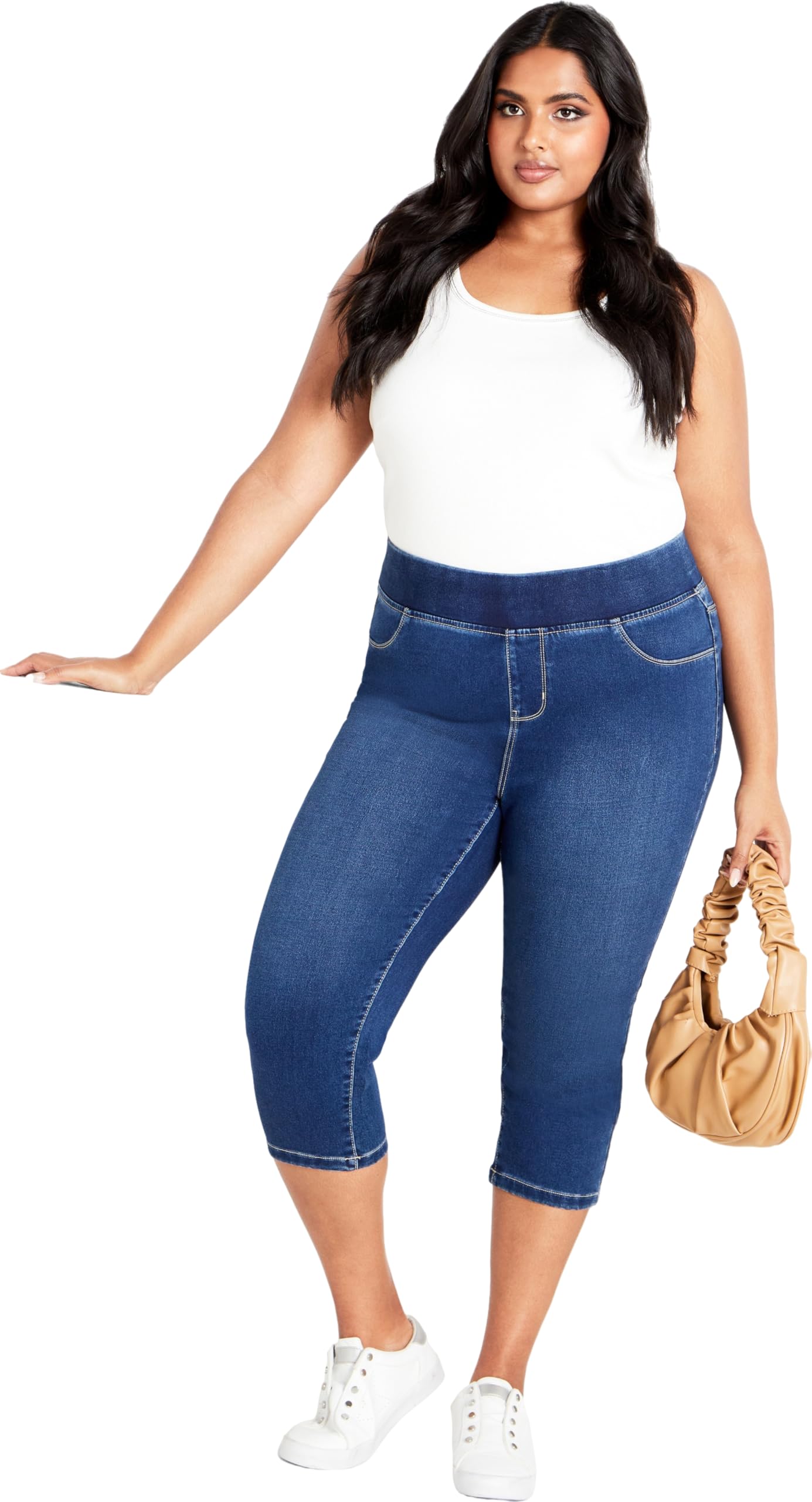 AvenueWomen's Plus Size Denim Po Crop Jegging