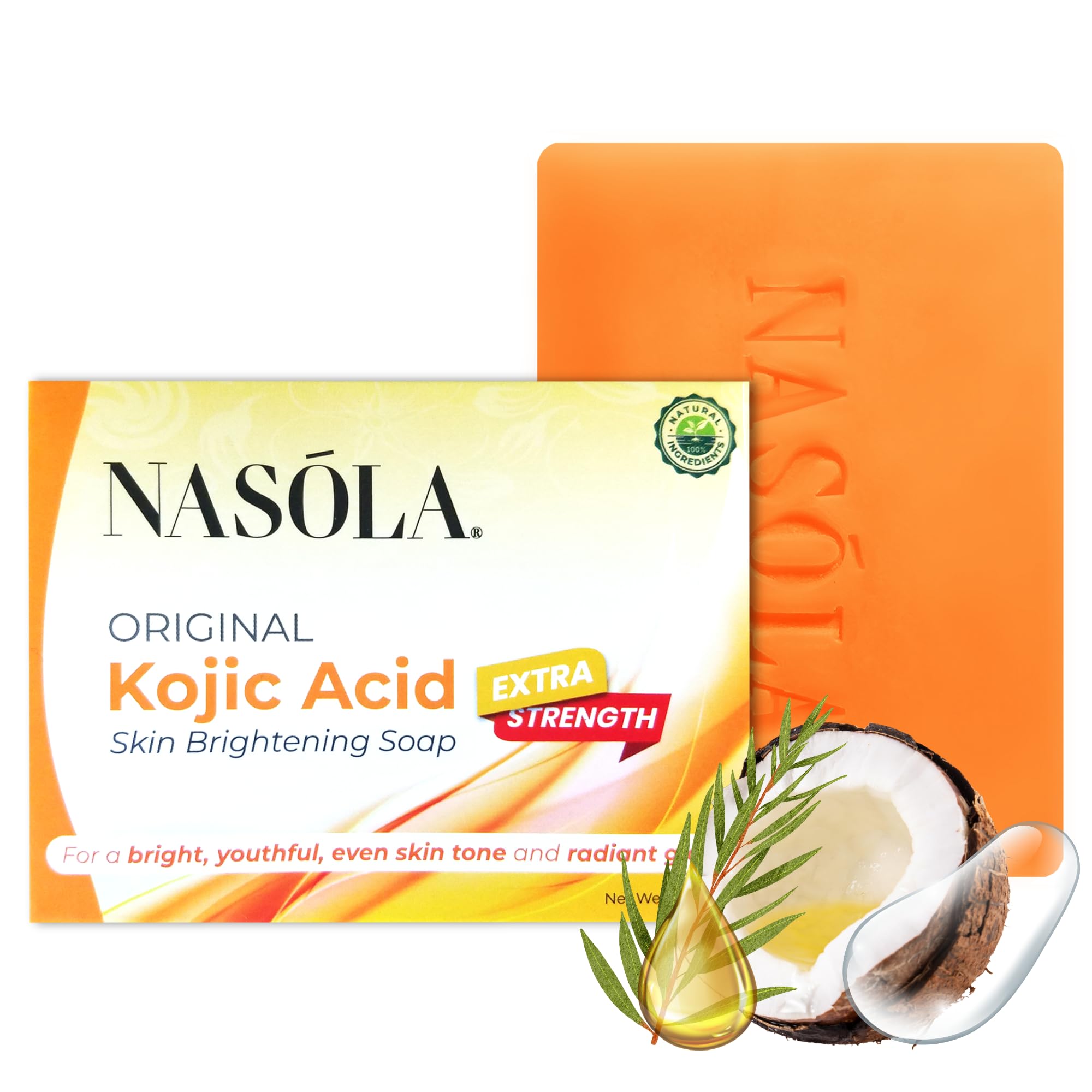 Nasola Kojic Acid Soap for Hyperpigmentation Treatment Underarm Skin Lightening & Acne Dark Spot Whitening Body Tone Face & Armpit Bleaching