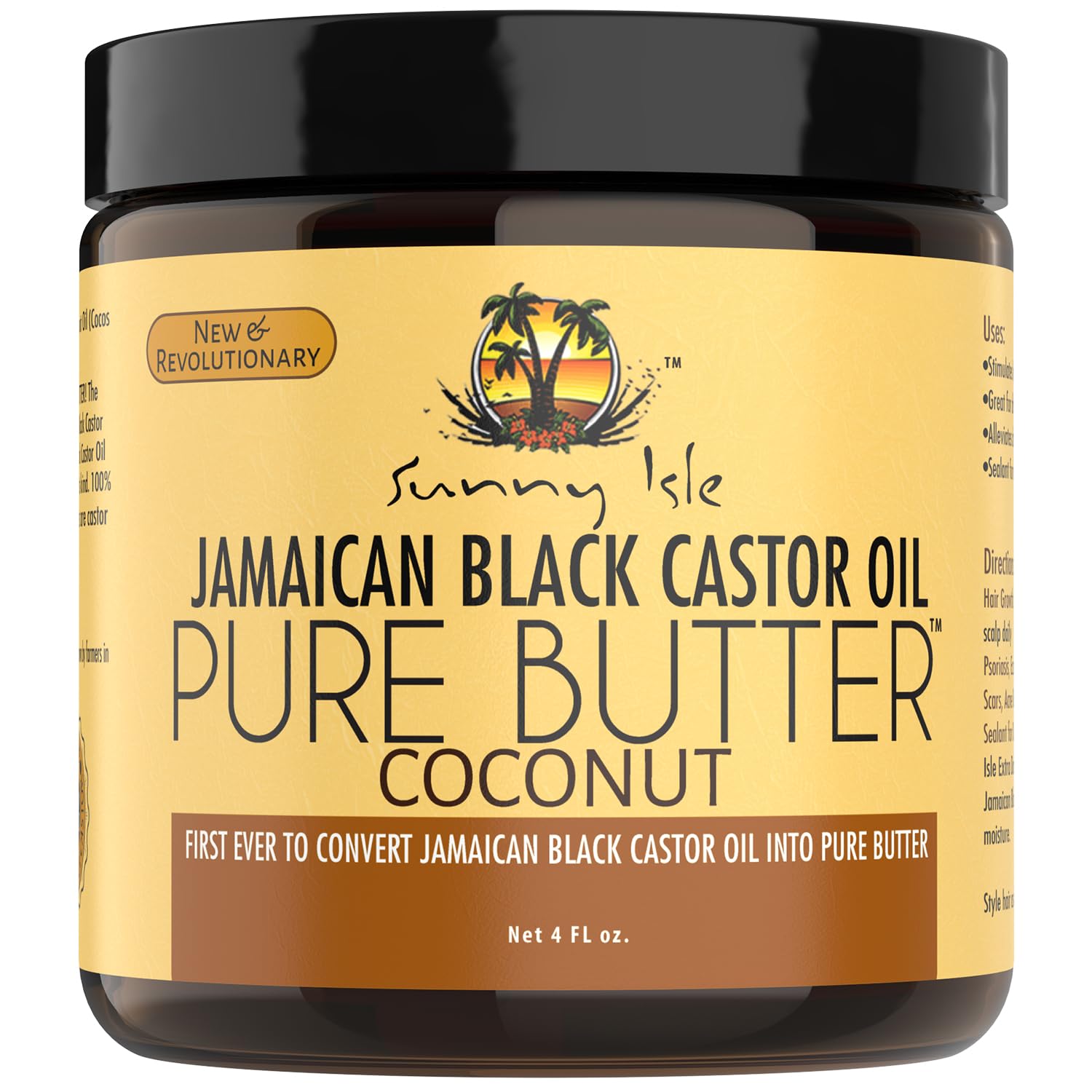 Sunny Isle Coconut Jamaican Black Castor Oil Pure Butter 4oz