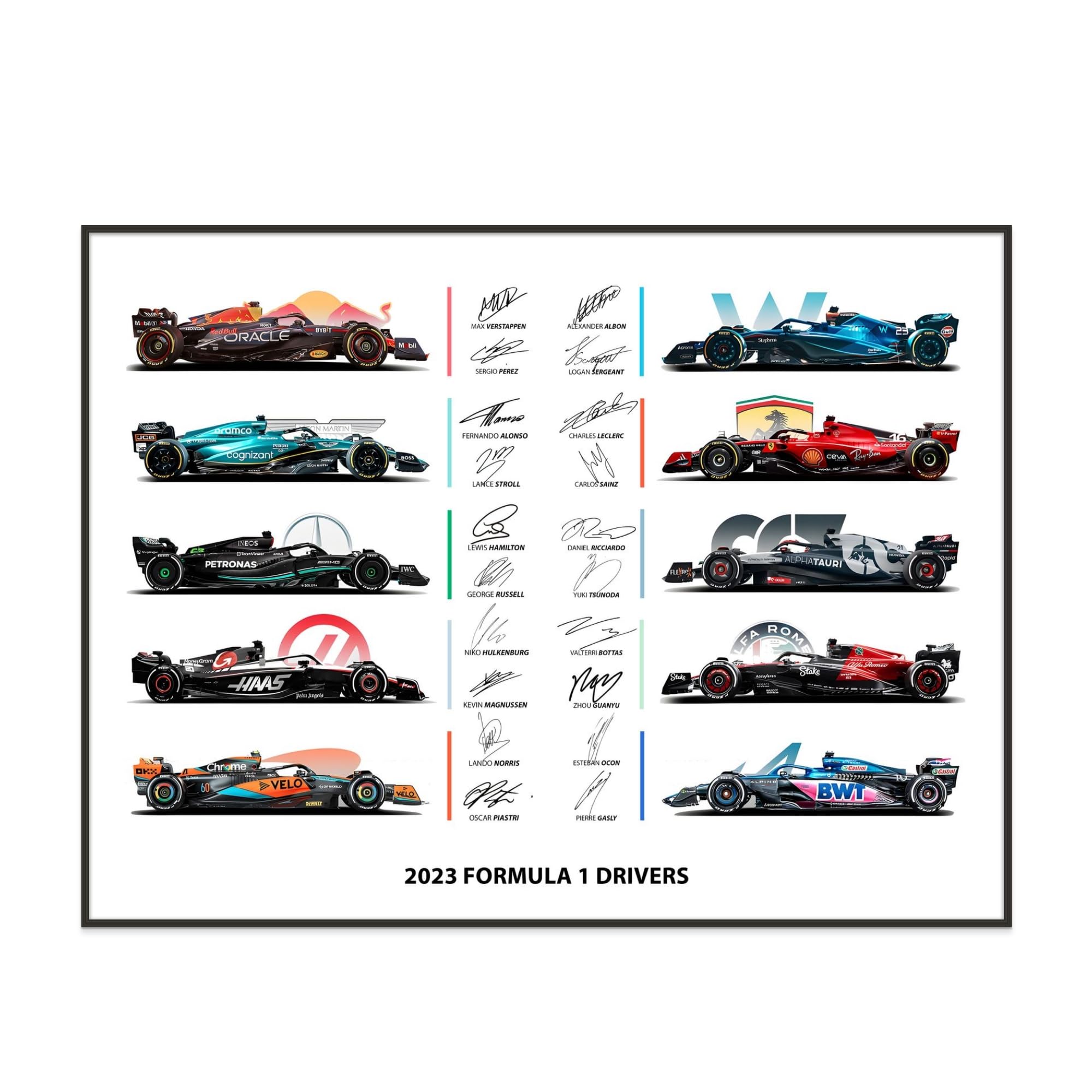 MERI HOME 2023 Teams Formula 1 Poster Wall Art - Limited Edition F1 Car Racing Car Decor - 12x16 Best Gifts For F1 Fans, SPort Car Wall Art Prints - Living Room Or Office Decorations UNFRAMED