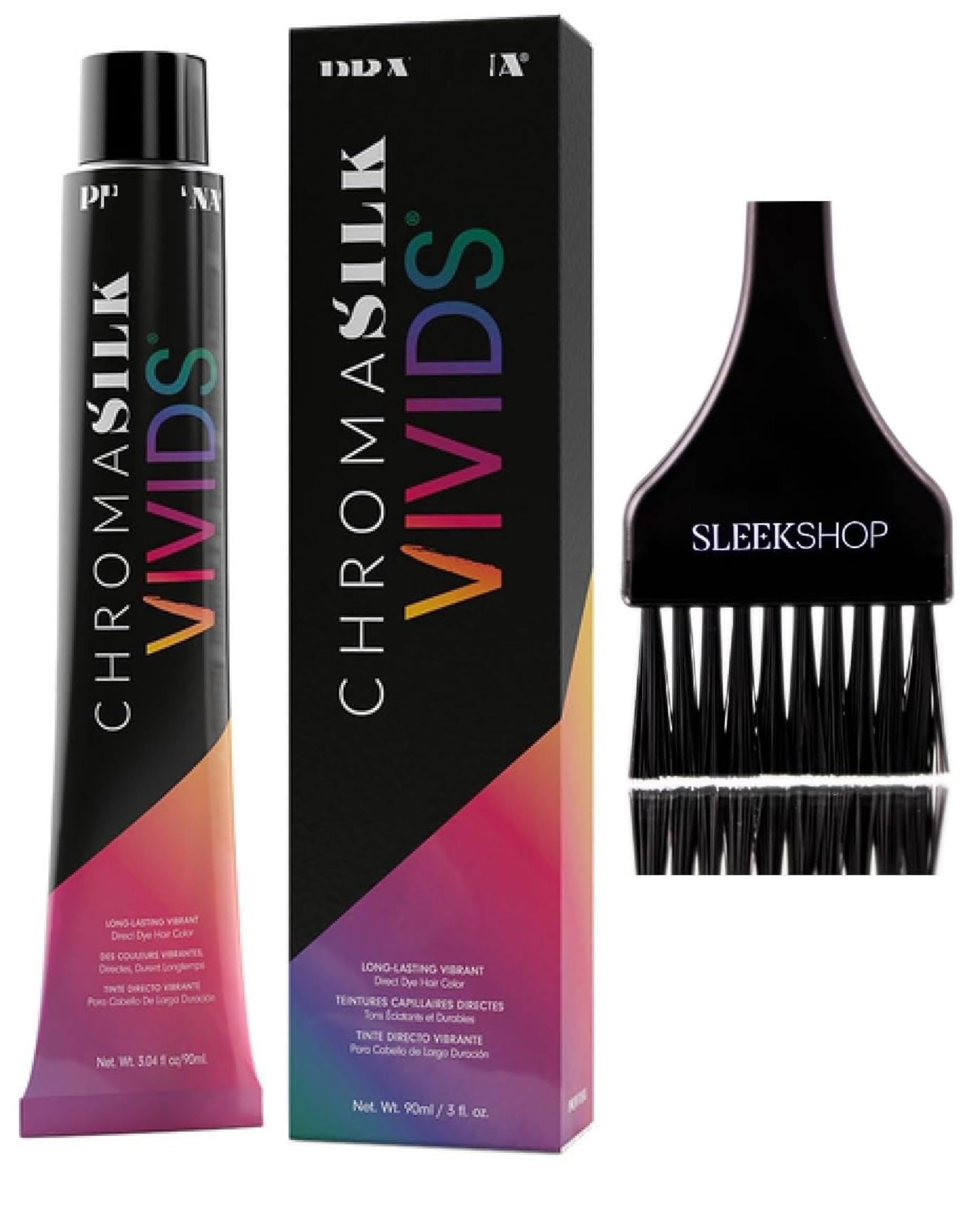 PRAVAANA CHROMASILK VIVIDS GRAPE DIRECT DYE Hair Color, Semi-Permanent (NEWEST formula) 3 oz / 90 ml (w/ Medium Black Tint Applicator Brush)