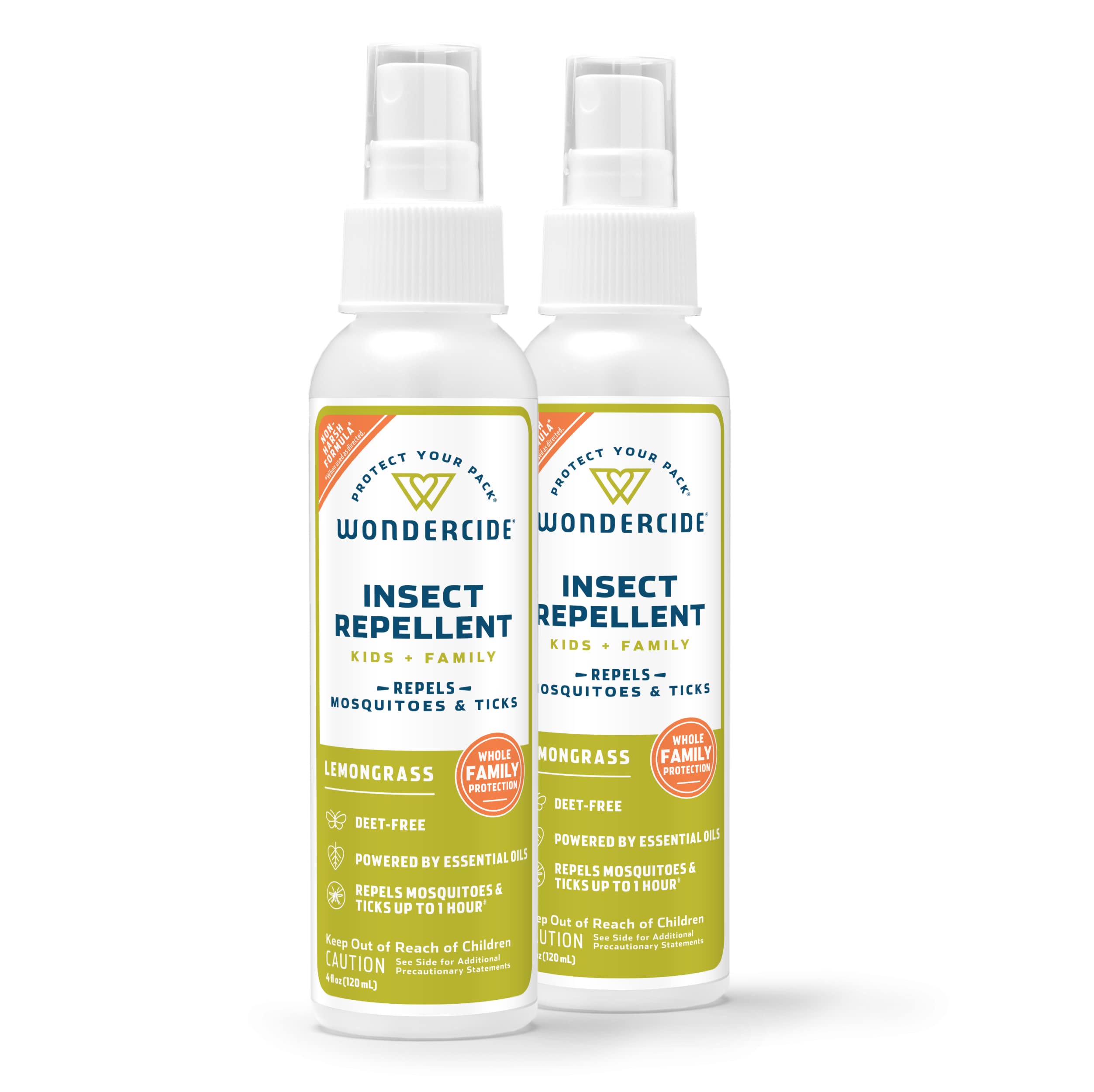 Wondercide - Mosquito, Tick, and Insect Repellent with Natural Essential Oils - DEET-Free Bug Spray and Killer - Safe for Family - Lemongrass 2-Pack of 4 oz Bottle