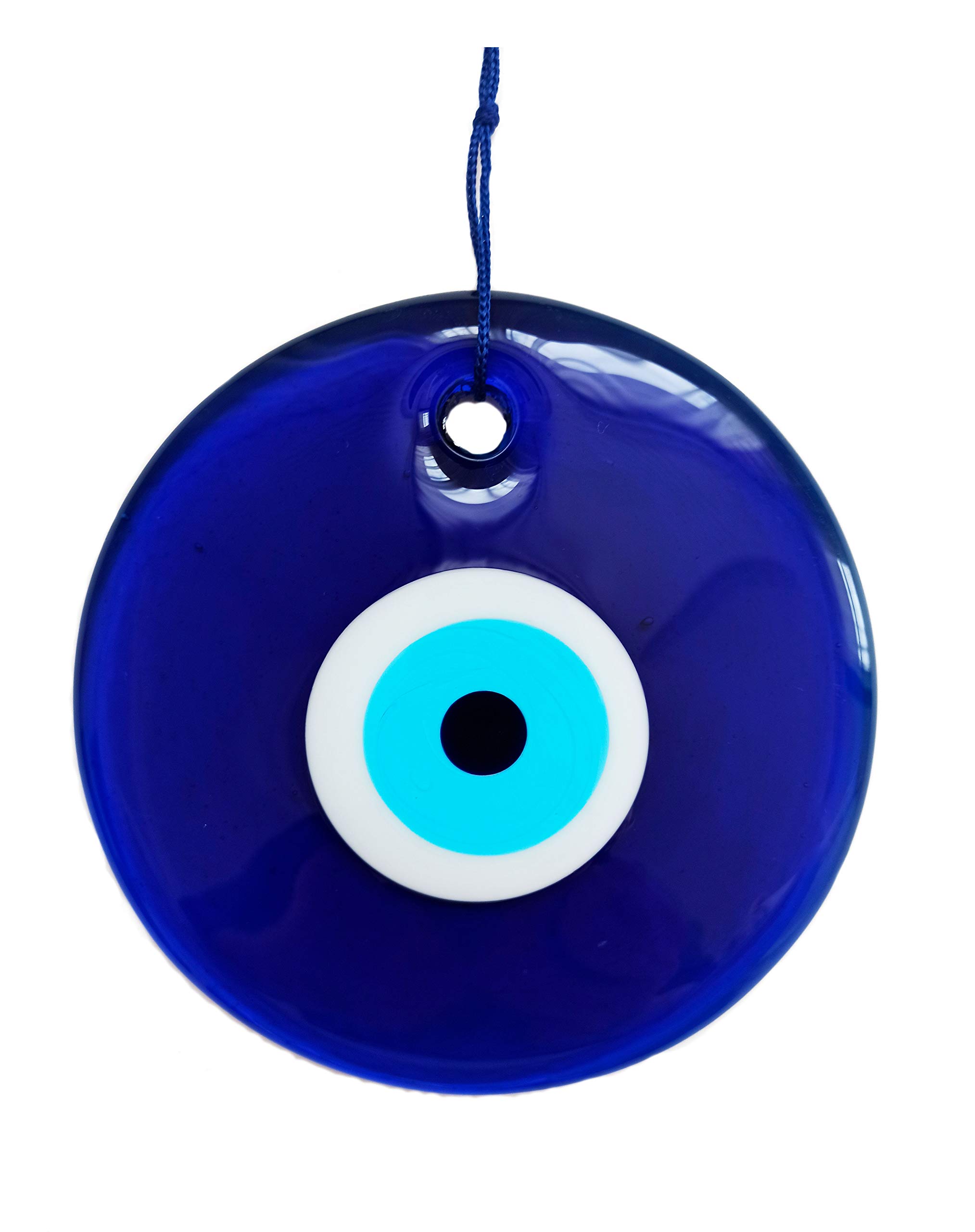 5.4" Glass Blue Evil Eye Wall Hanging Ornament - Evil Eye Decor - Turkish Handmade Nazar Amulet - Home Protection Charm - Evil Eye Wall Decor Amulet in a Box