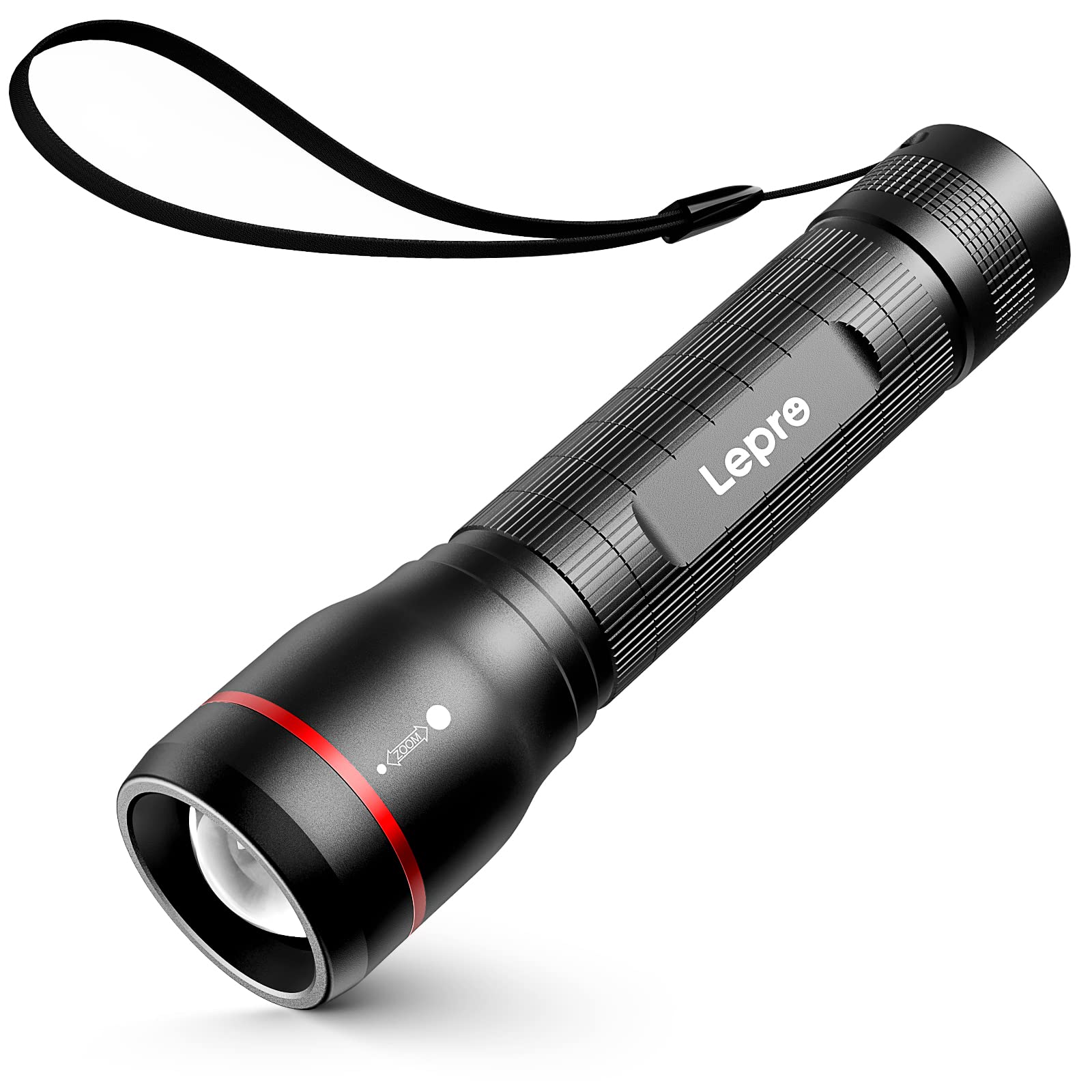 Lepro LED Tactical Flashlight, LE3000 High Lumen Streamlight Torch, 5 Lighting Modes, Zoomable, Water Resistant, Adopted by Osram P9 LED, Powered by AA Battery, for Camping, Running, Emergency