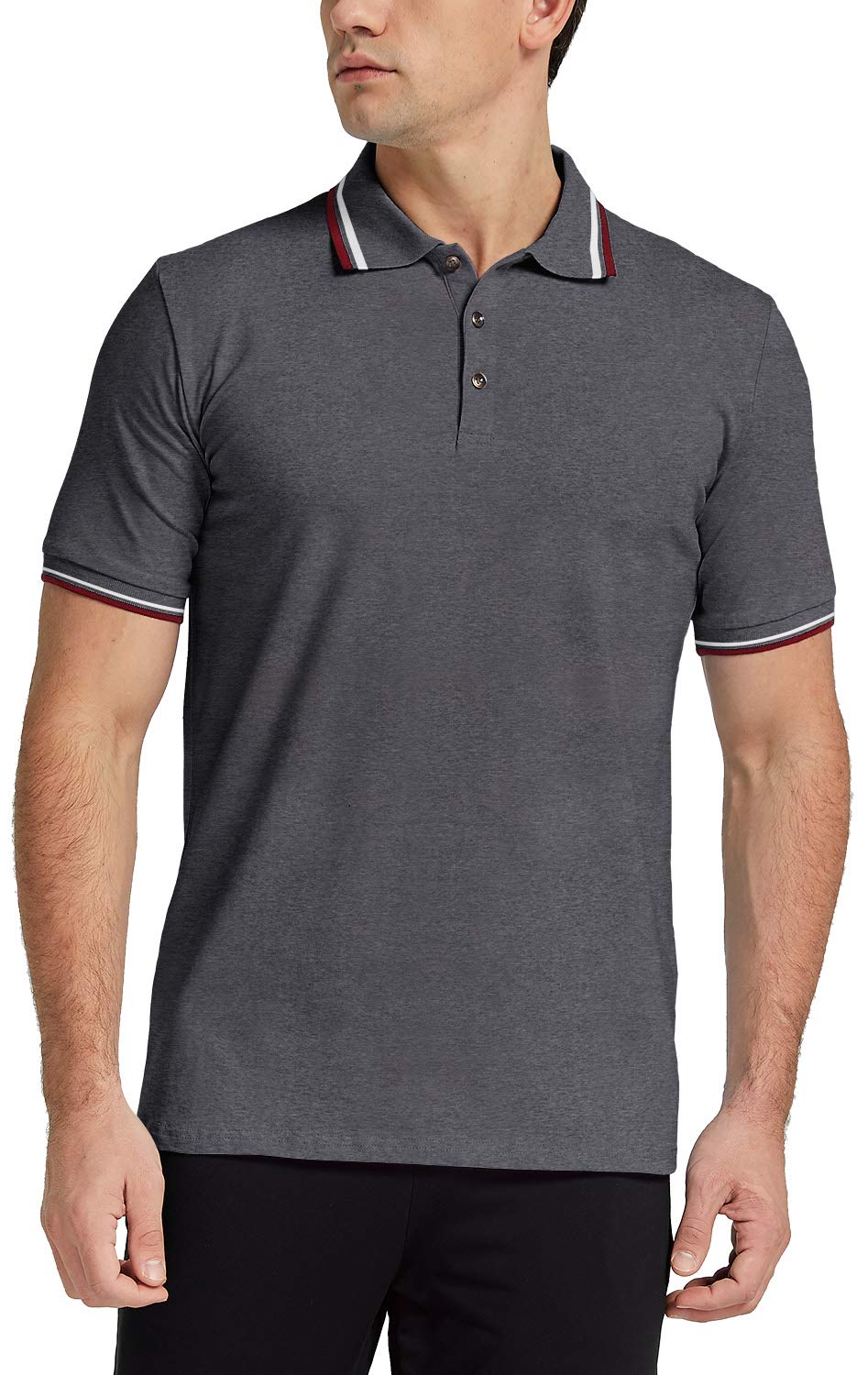 Men's Short Sleeve Polo Shirts Contrasting Colors Golf Tennis T-Shirt