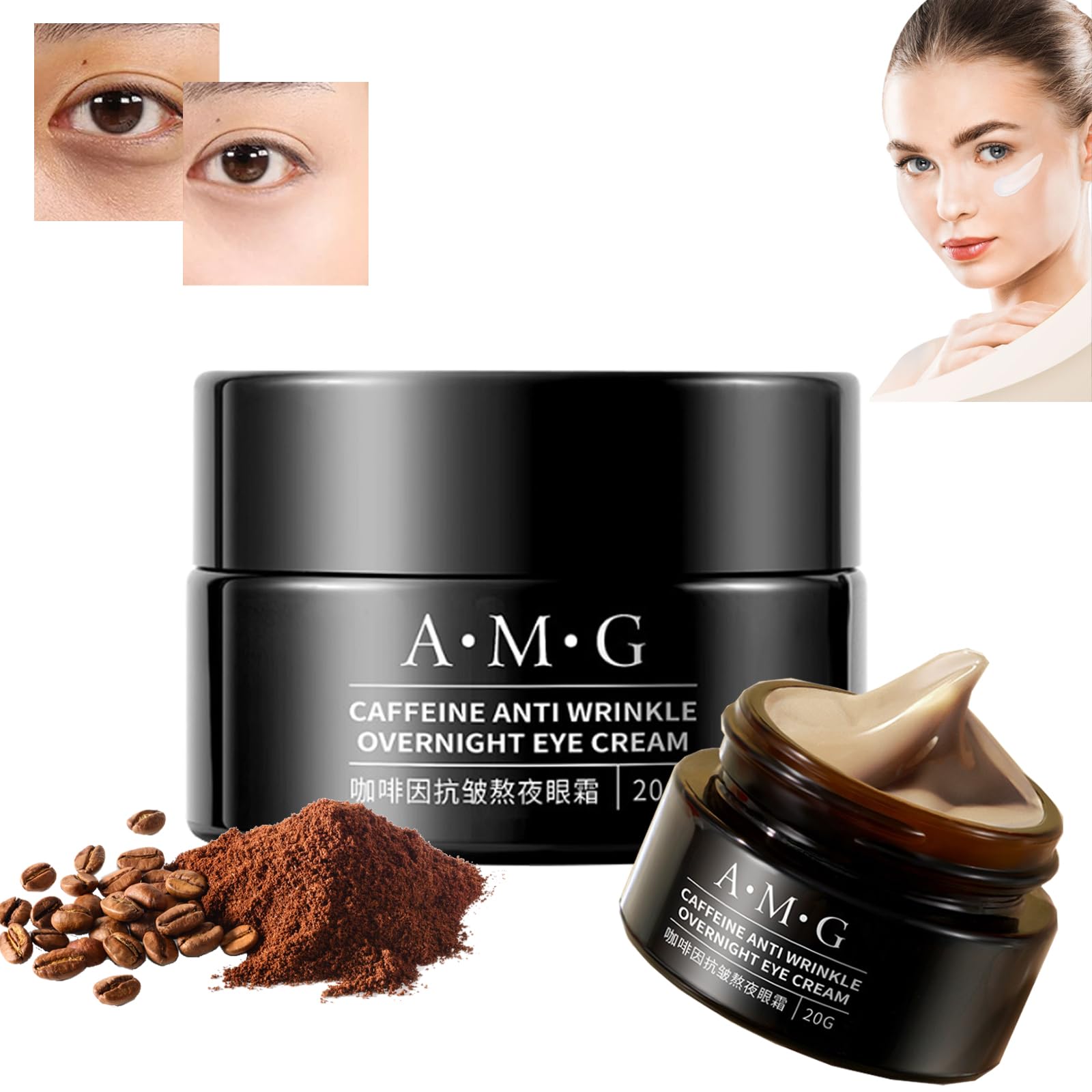 A.M.G Caffeine Anti-Wrinkle Stay-Up Late Eye Cream, 20g Caffeine Eye Cream, Caffeine Anti-Wrinkle Overnight Eye Cream, Retinol Anti Wrinkle Eye Cream Reduce Eye Bags, For All Skin (1pcs)