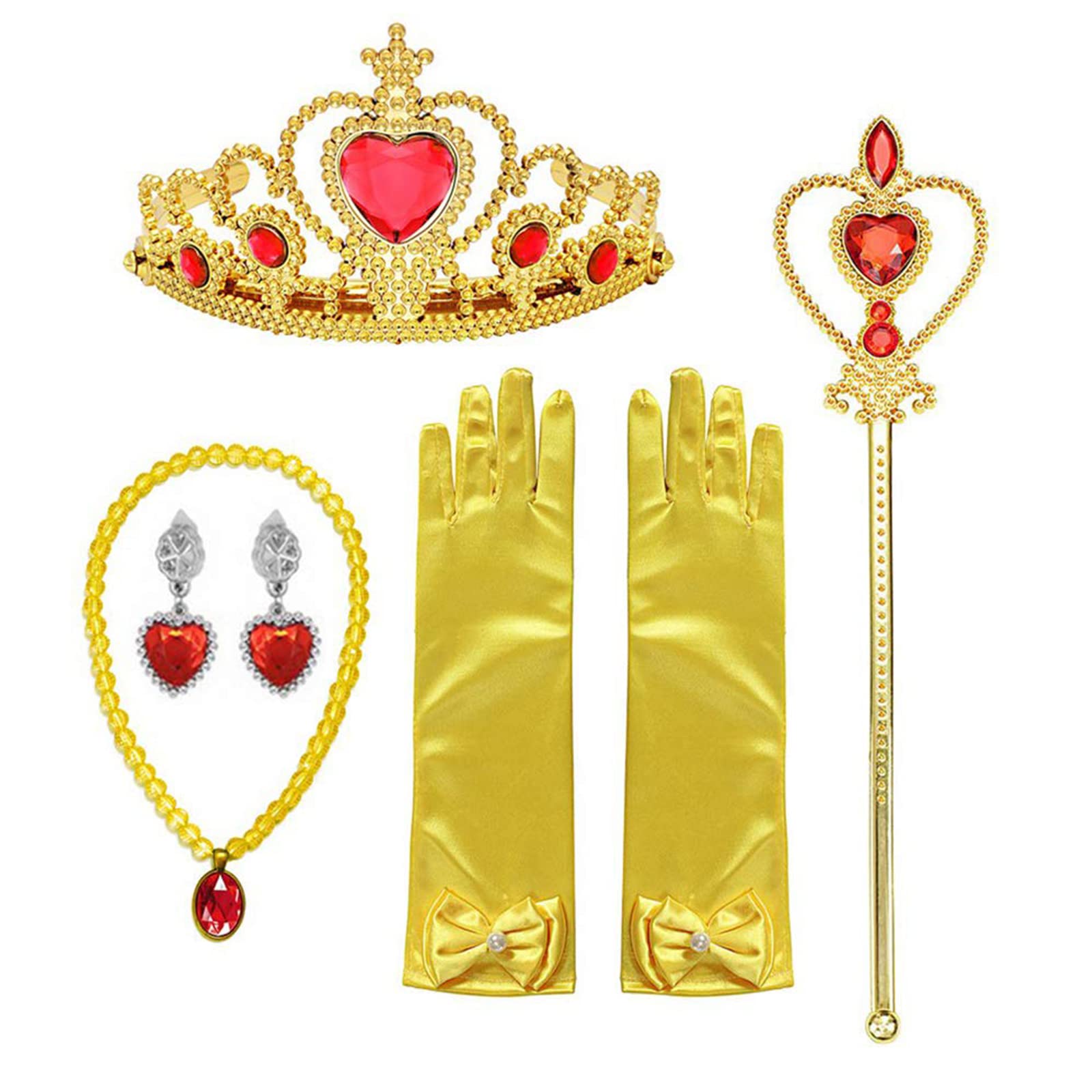 Orgrimmar Princess Dress Up Accessories Gloves Tiara Crown Wand Necklaces Presents for Kids Girls